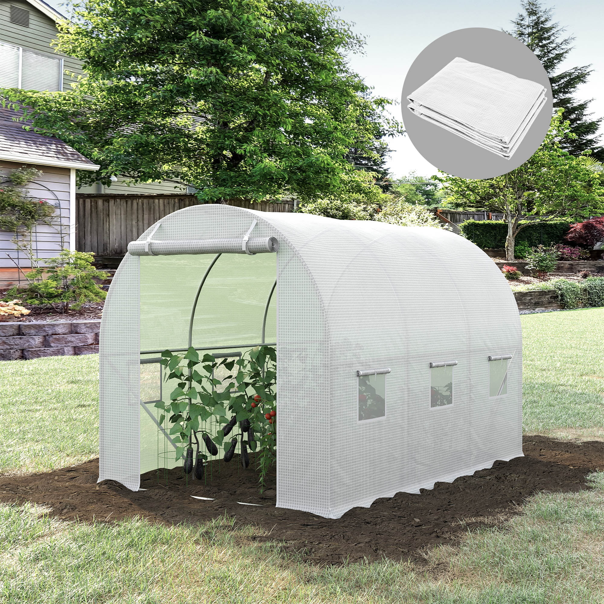 Outsunny 9.8' x 6.6' x 6.6' Greenhouse Cover Replacement, White