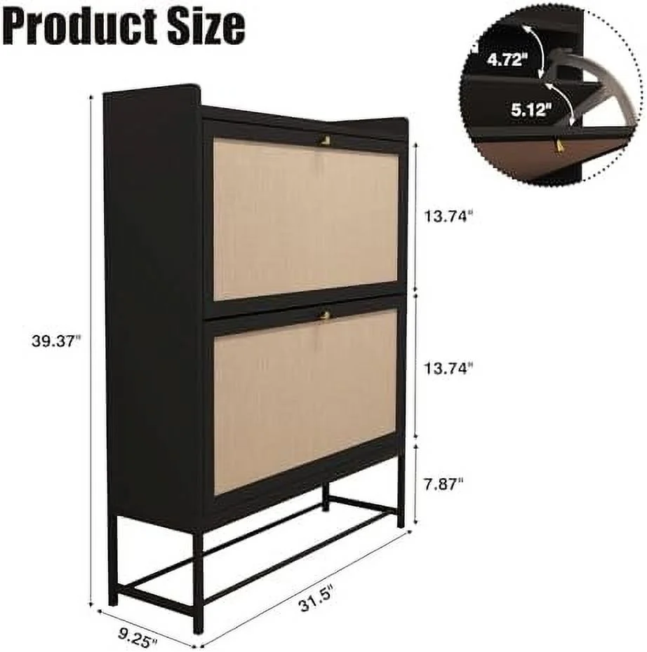 JDZHAPPYLIFE Shoe Cabinet  Shoe Cabinet Freestanding Tipping Bucket Shoe Rack Organizer with 3 Flip Drawers  Modern Entryway Narrow Shoe Rack for Entryway  Hallway  Bedroom (Natural)