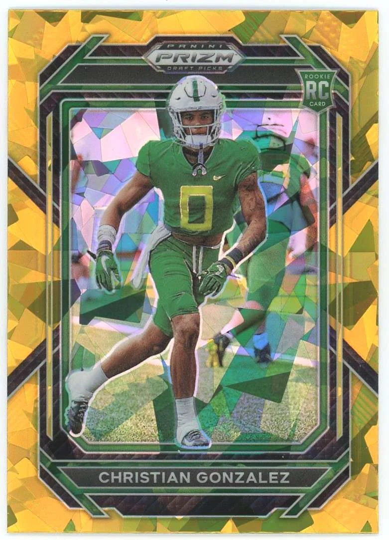 NFL 2023 Panini Prizm Draft Picks Gold Ice Prizm Christian Gonzalez #174 (Rookie)