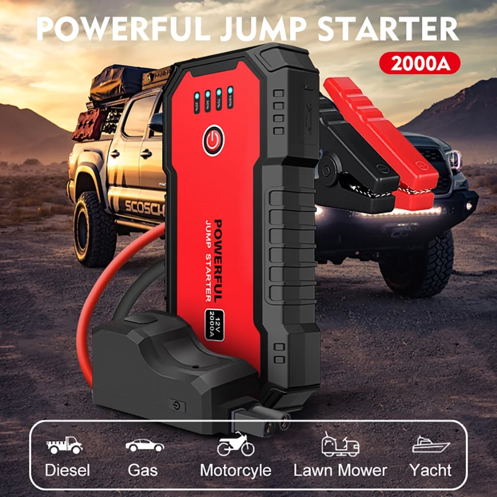 SUGIFT 2000A Car Jump Starter 12V 20000mAhwith USB Quick Charge 3.0 and Smart Clip