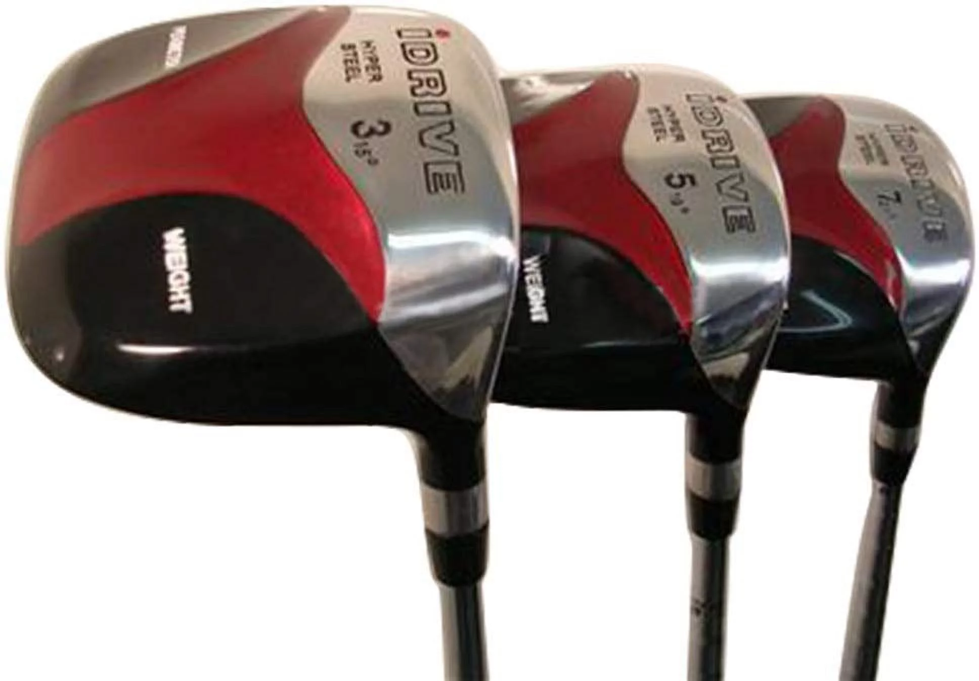 Men's iDrive Red Square Anti-Slice Draw Fairway 3 5 7 Wood Set Golf Clubs, Right Handed Ultra Forgiving Regular Flex Graphite Shaft