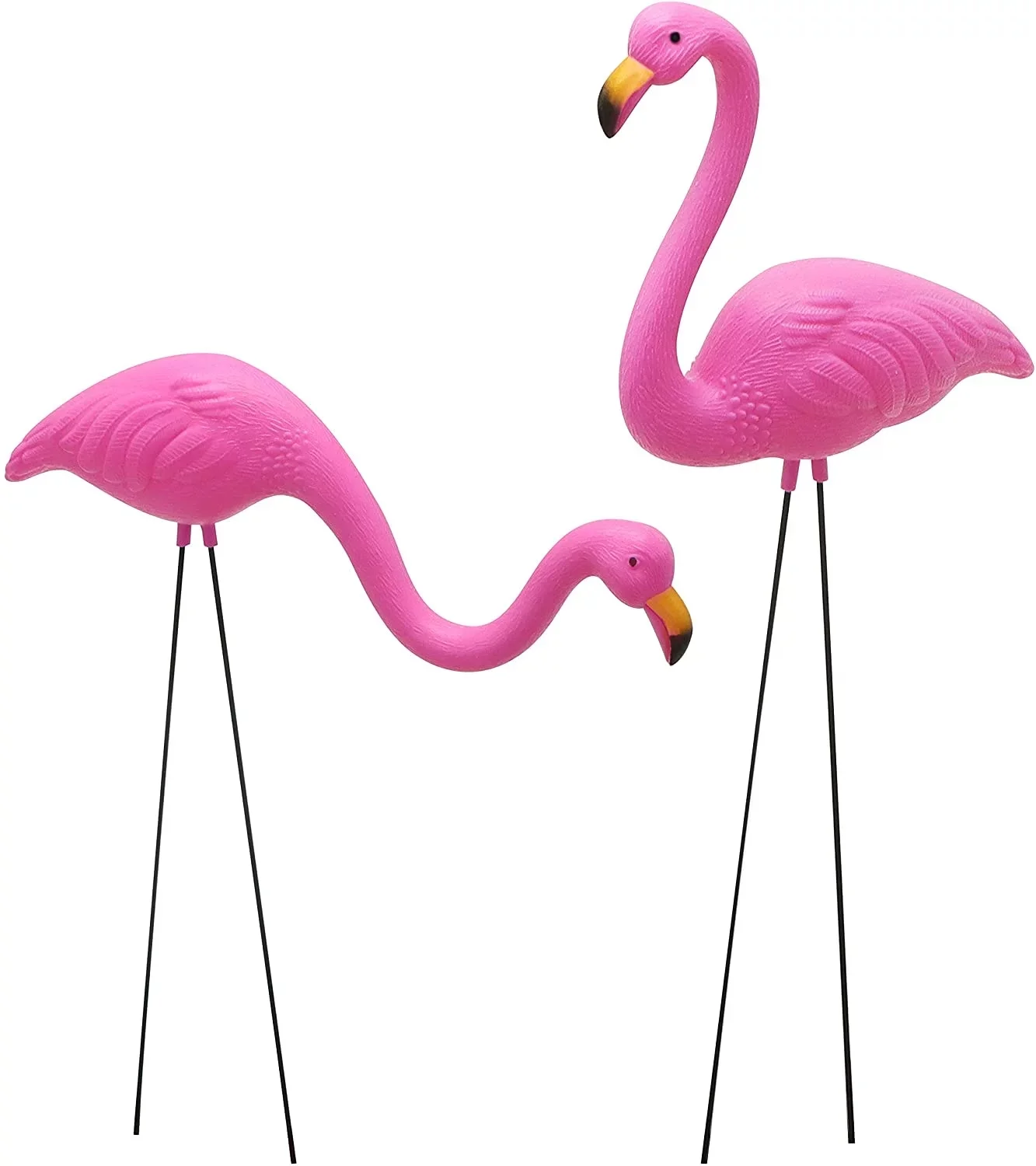 JOYIN Flamingo Garden Statues, Small Pink Flamingo Yard Ornament Stakes, 2 Styles - 2 Pieces