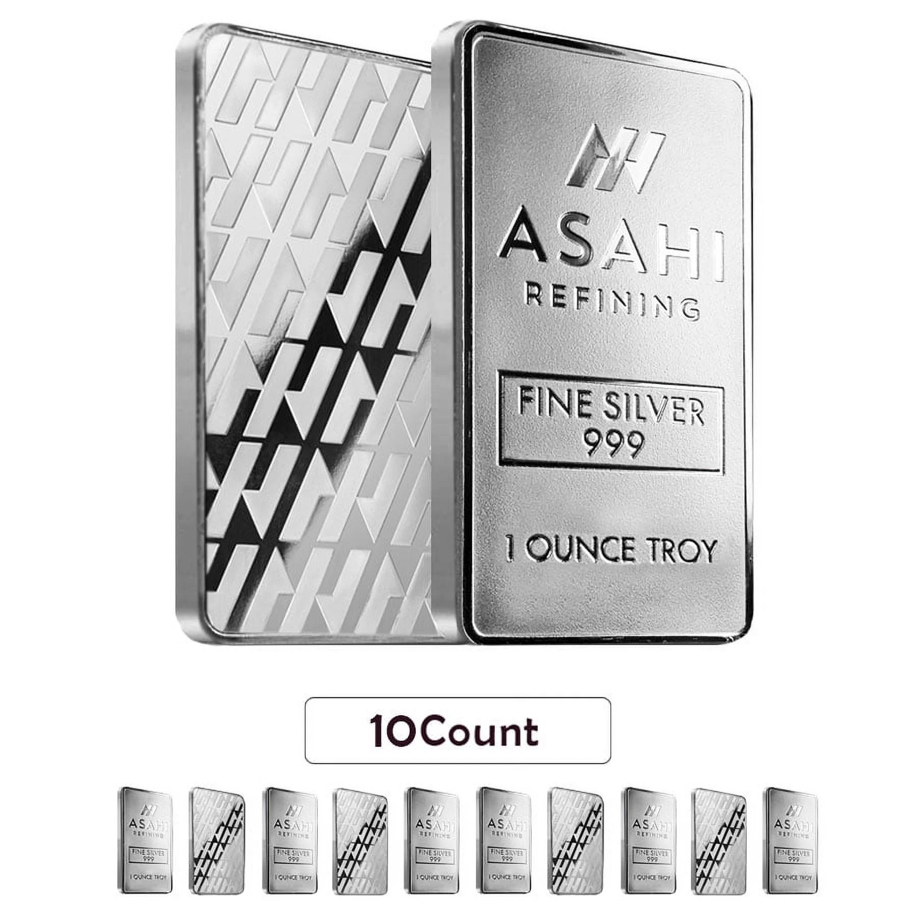 Lot of 10 - 1 oz Asahi Silver Bar .999 Fine