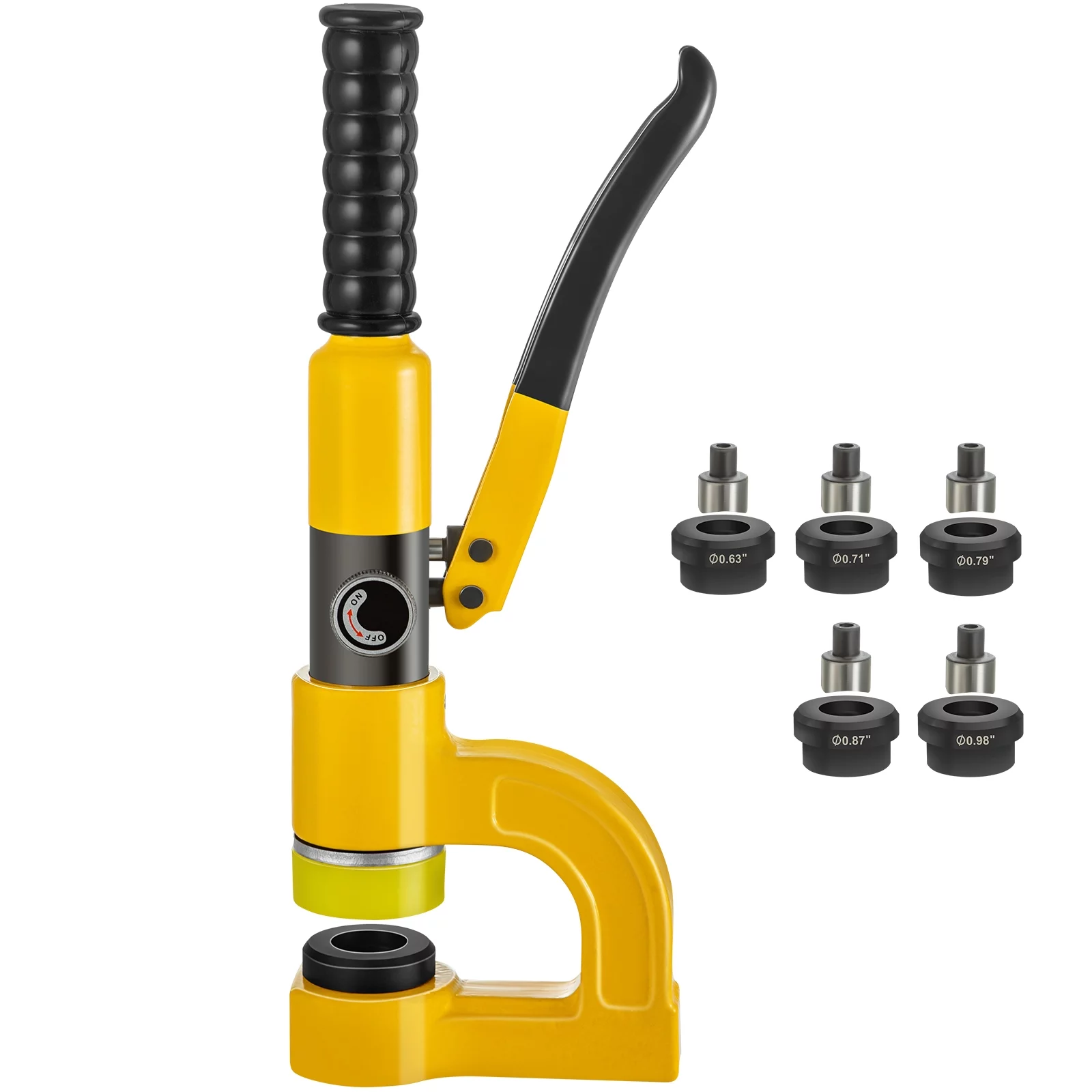 VEVOR Hydraulic Hole Punching Machine, 6 Ton Manual Hole Digger Punch, Portable Metal Hole Digger Hydraulic Punch Kit with 5 Punch Dies 0.63 to 0.98 Inch for Iron Stainless Steel Aluminum Plates