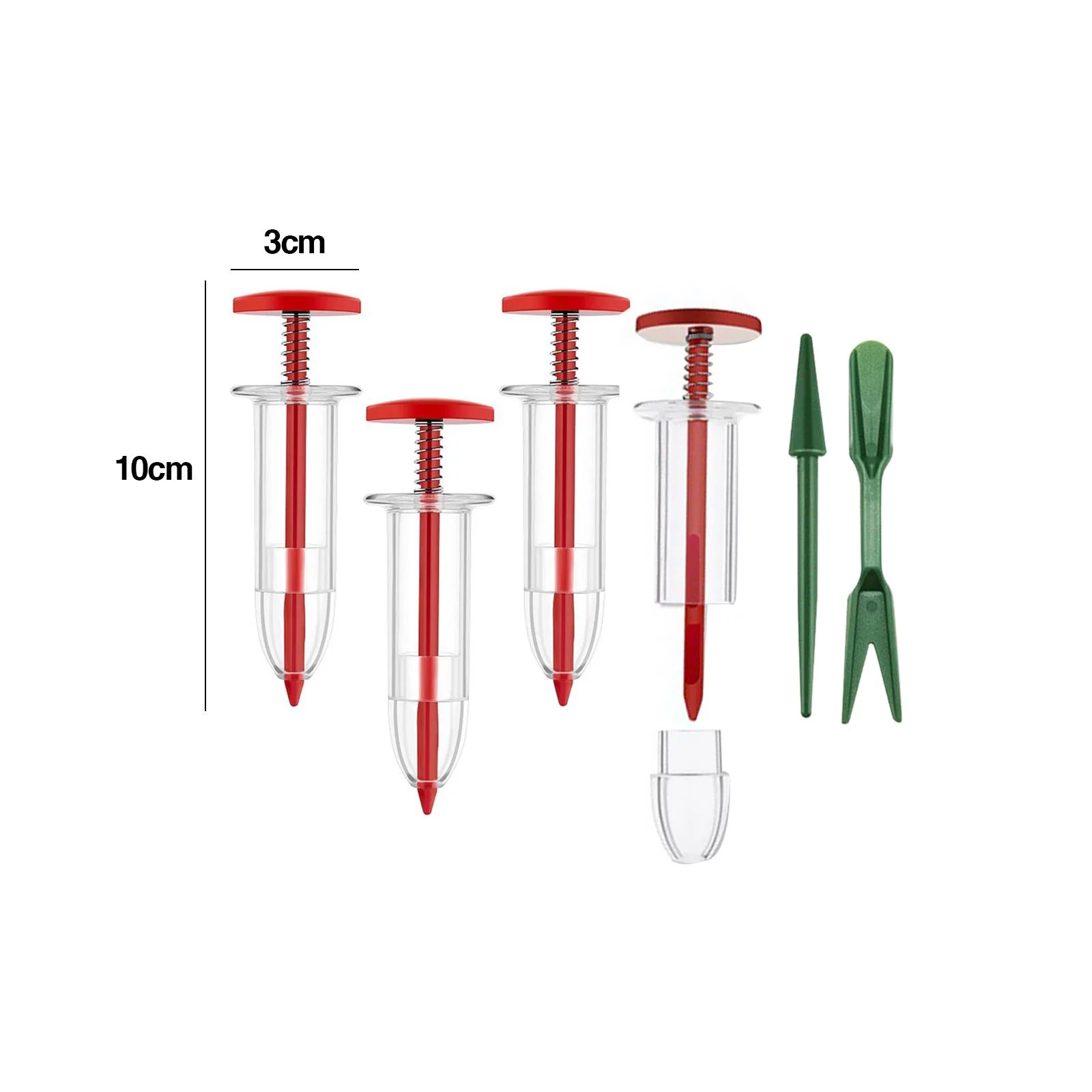 Manual Seeder Dispenser, Garden Seedling Tool, Garden Planter Starter, Garden Seeder with Transplanting Tools Red