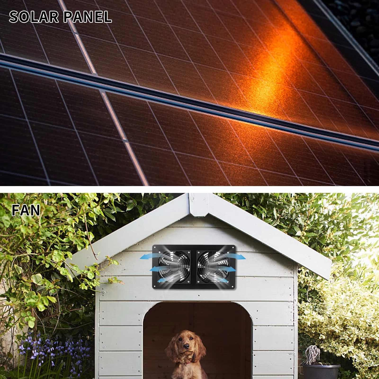 Aumotop Exhaust fan,Weatherproof solar panel Fan 10W Fan Solar kit Small Chicken Panel Fan Chicken Coops Sheds solar panel kit Powered Dual panel kit Small  fan Waterproof  Solar Fans