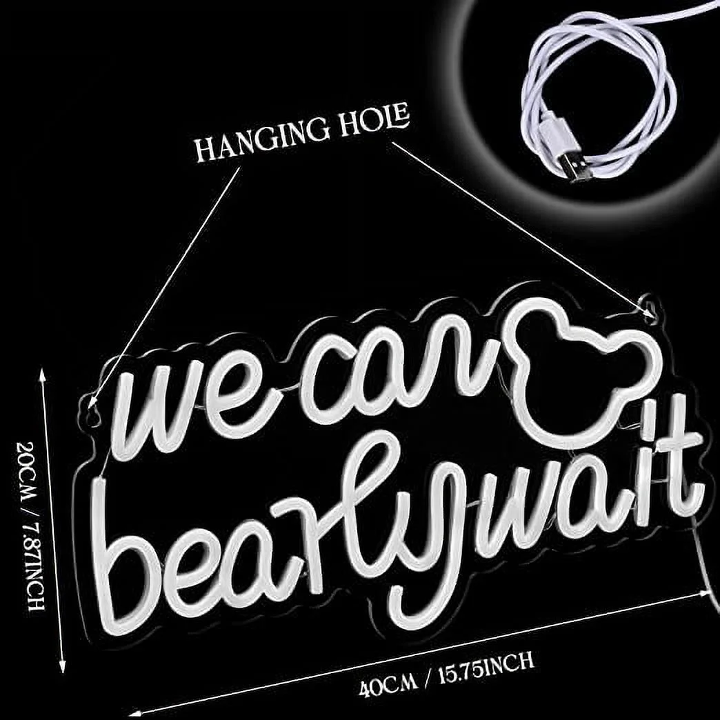 Hello Rosa We Can Bearly Wait LED Neon Light Signs USB Power for Bedroom Home Men's Cave Bar Wedding Party Decoration
