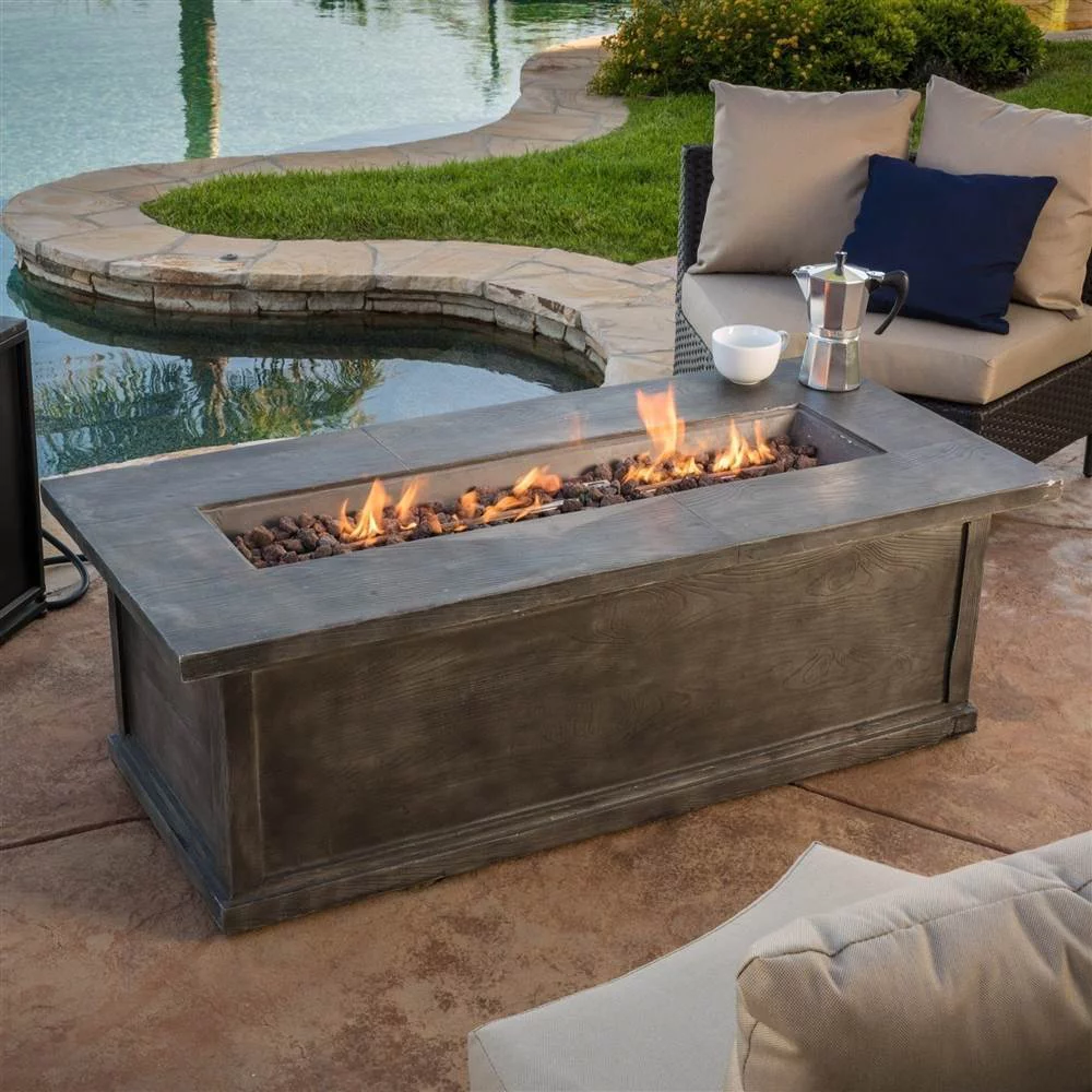 Christopher Knight Home Anchorage Concrete/ Iron Outdoor Liquid Propane Fire Table Set with Lava Rock by  - N/A grey