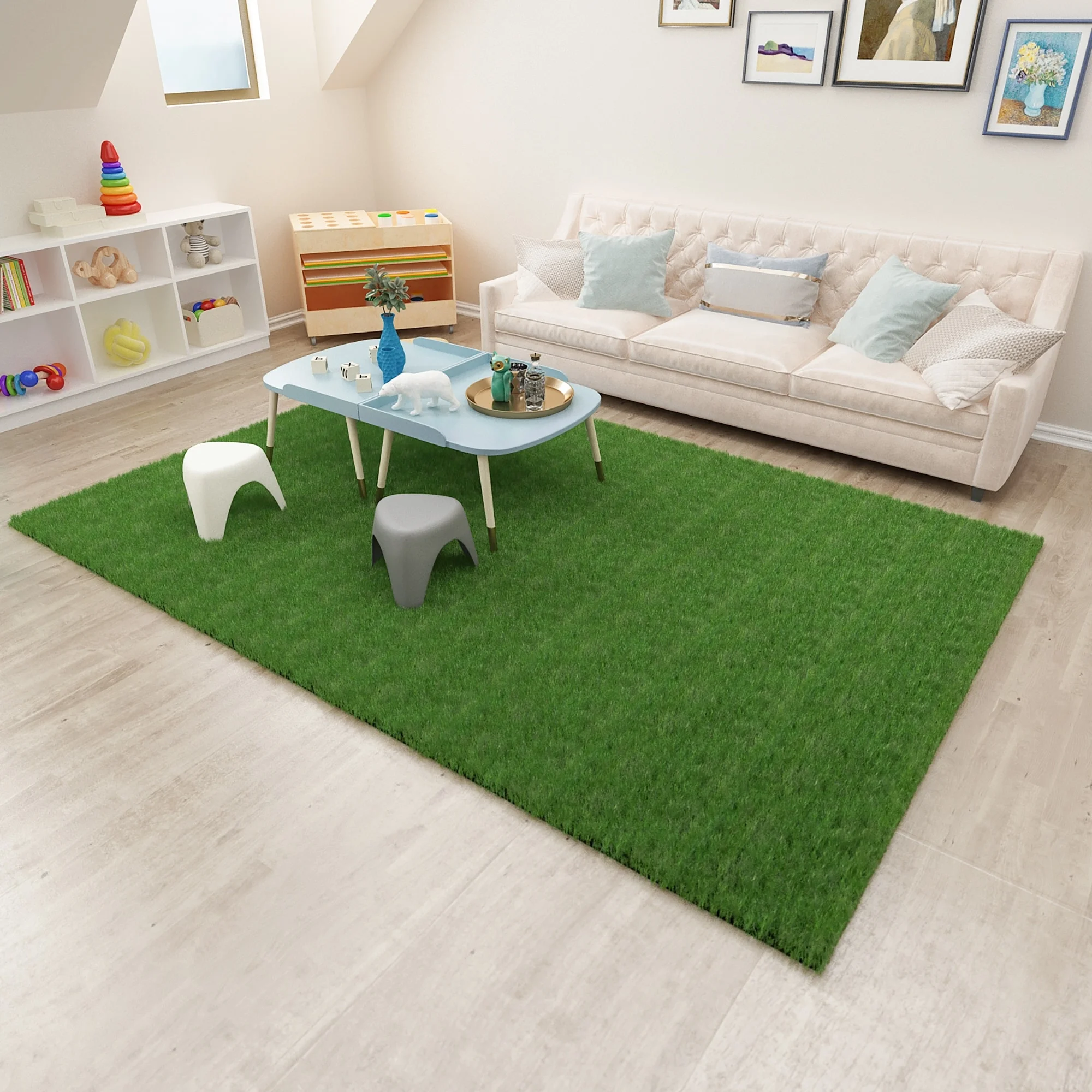 FUFU&GAGA Simulation Lawn Kindergarten Realistic Artificial Grass Turf - 10' x 6.6'