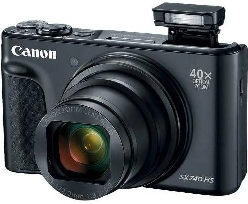 Canon PowerShot SX740 HS Digital Camera, Black, New, with 32GB Memory, Case, Spider Tripod Bundle