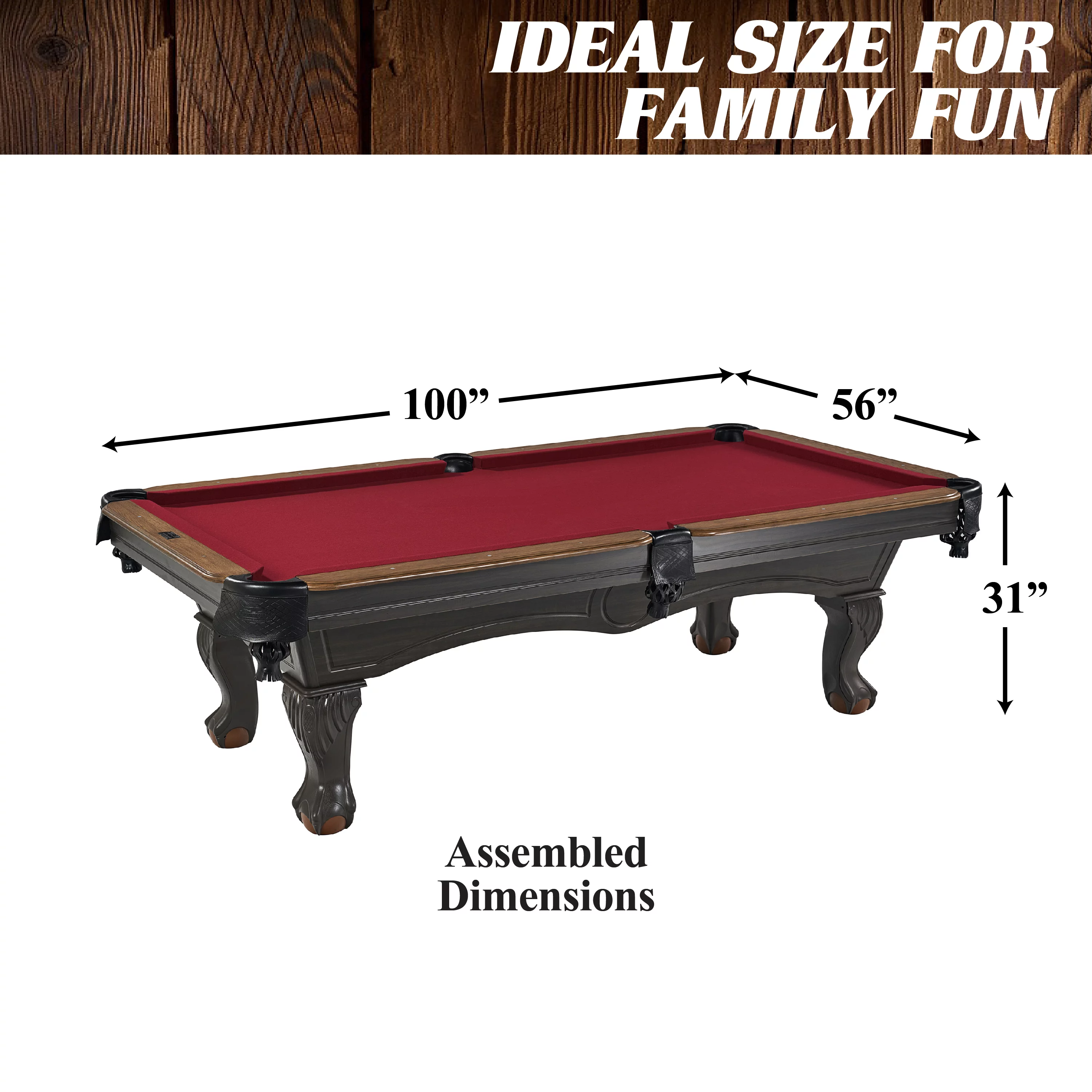 Barrington Billiards 8.5' Arlington Drop Pocket Table With Pool Ball and Cue Stick Set