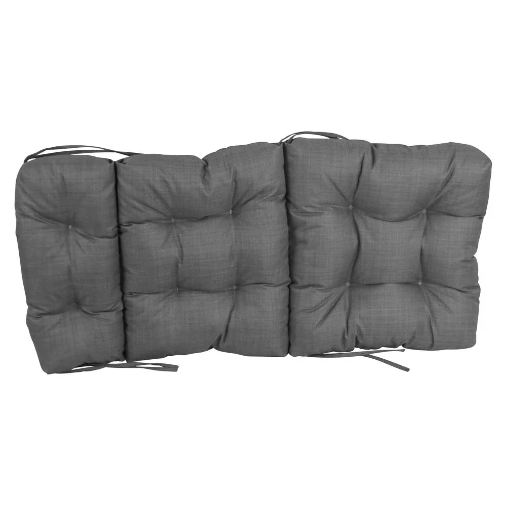 Blazing Needles  20 x 42 in. Spun Polyester Solid Outdoor Tufted Chair Cushion, Cool Gray
