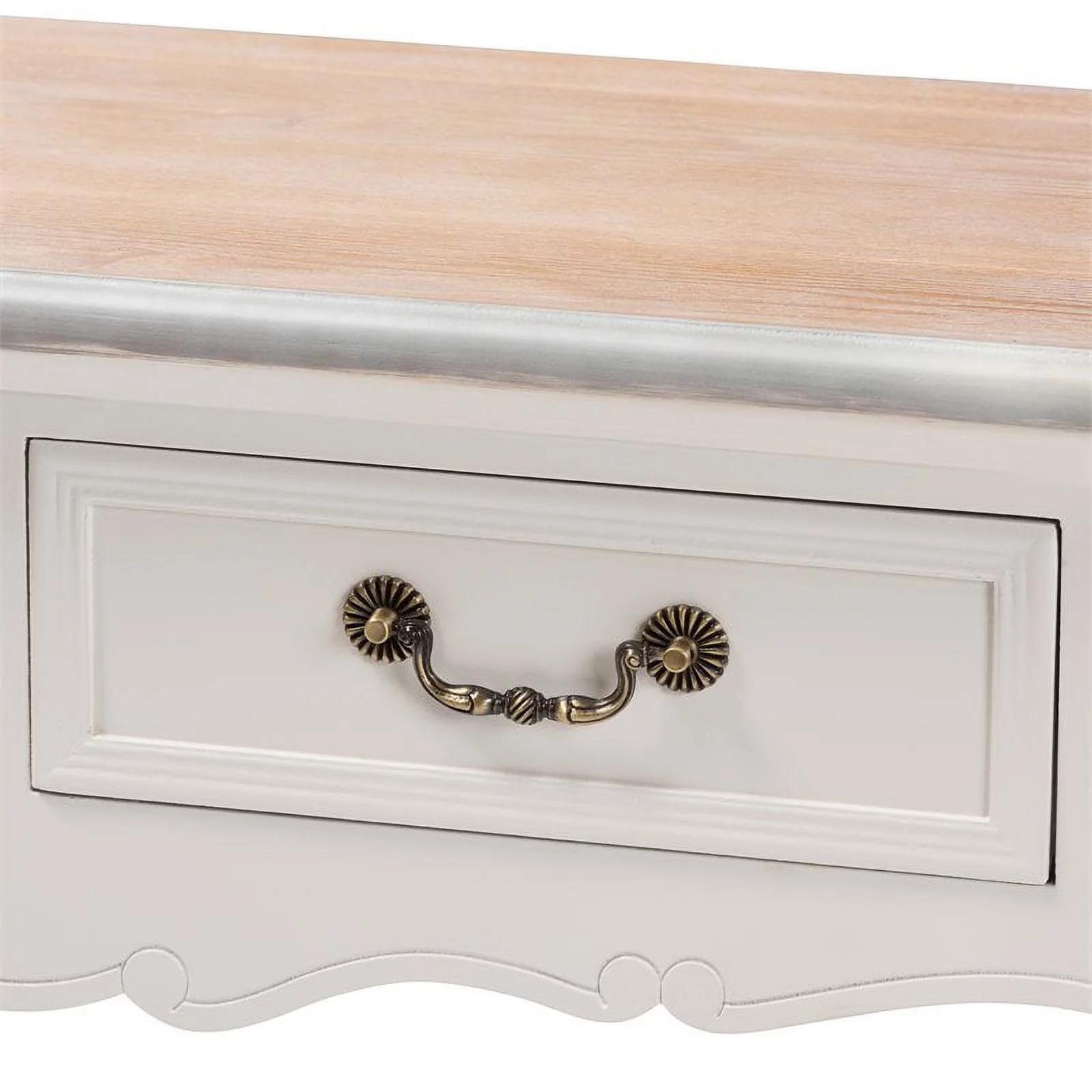 Bowery Hill Two Tone Oak and White Wood 2-Drawer Console Table