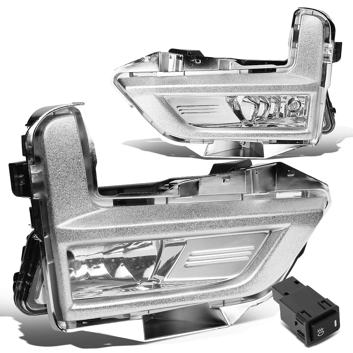 DNA Motoring FL-ZTL-280-CH For 2017 to 2018 Nissan Rogue Pair Front Driving Fog Light Lamp+Switch+Chrome Bezels Clear Lens