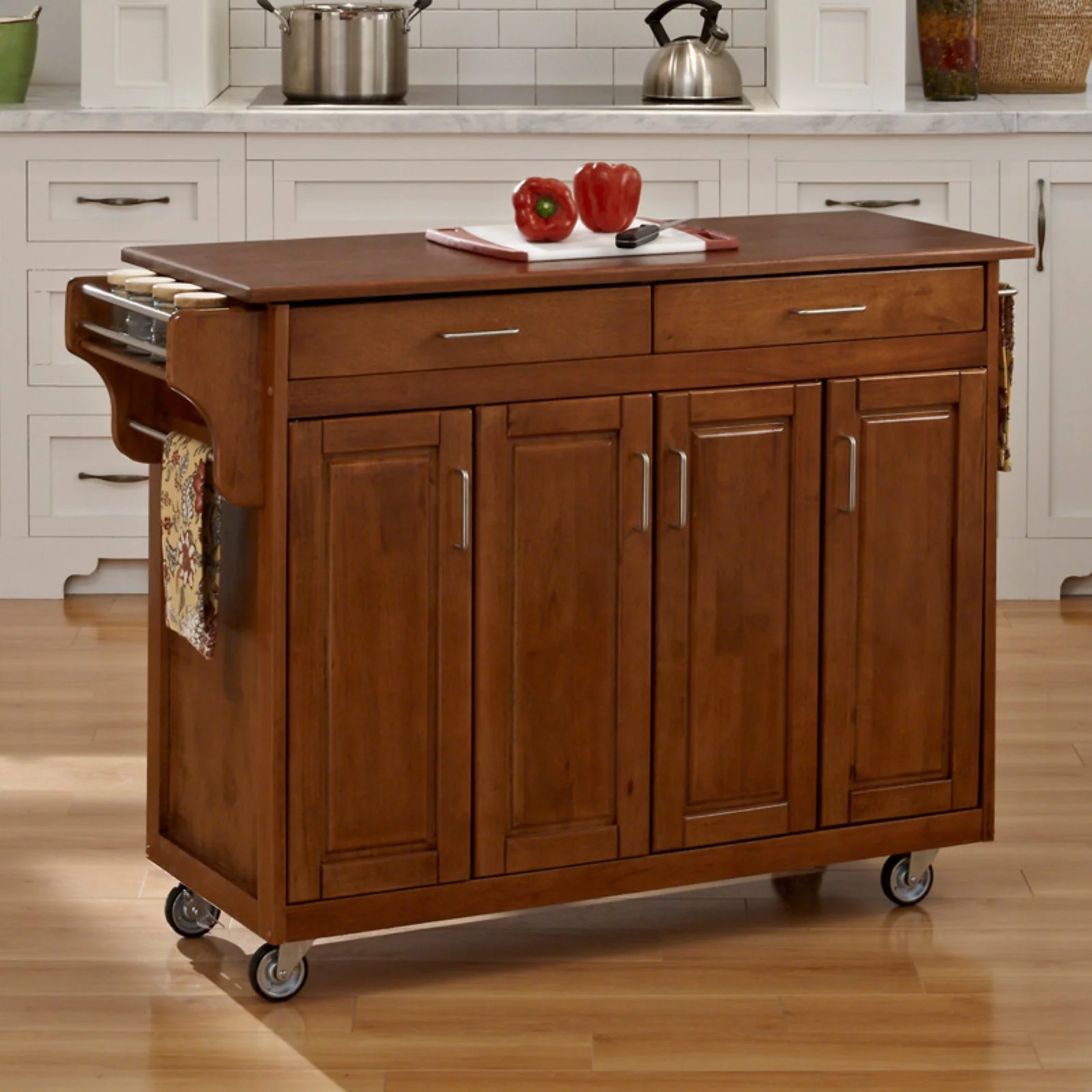 Homestyles Create-a-Cart Wood Rolling Kitchen Cart in Brown