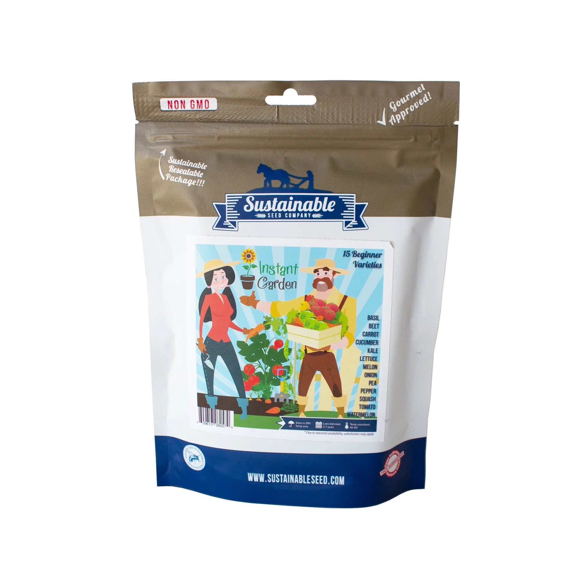 Sustainable Seed Instant Garden, Heirloom Vegetable, and Herb Seed Collection - 15 Varieties Non-GMO Heirloom Garden Vegetable Seeds (w/ Coco Coir Pellets)