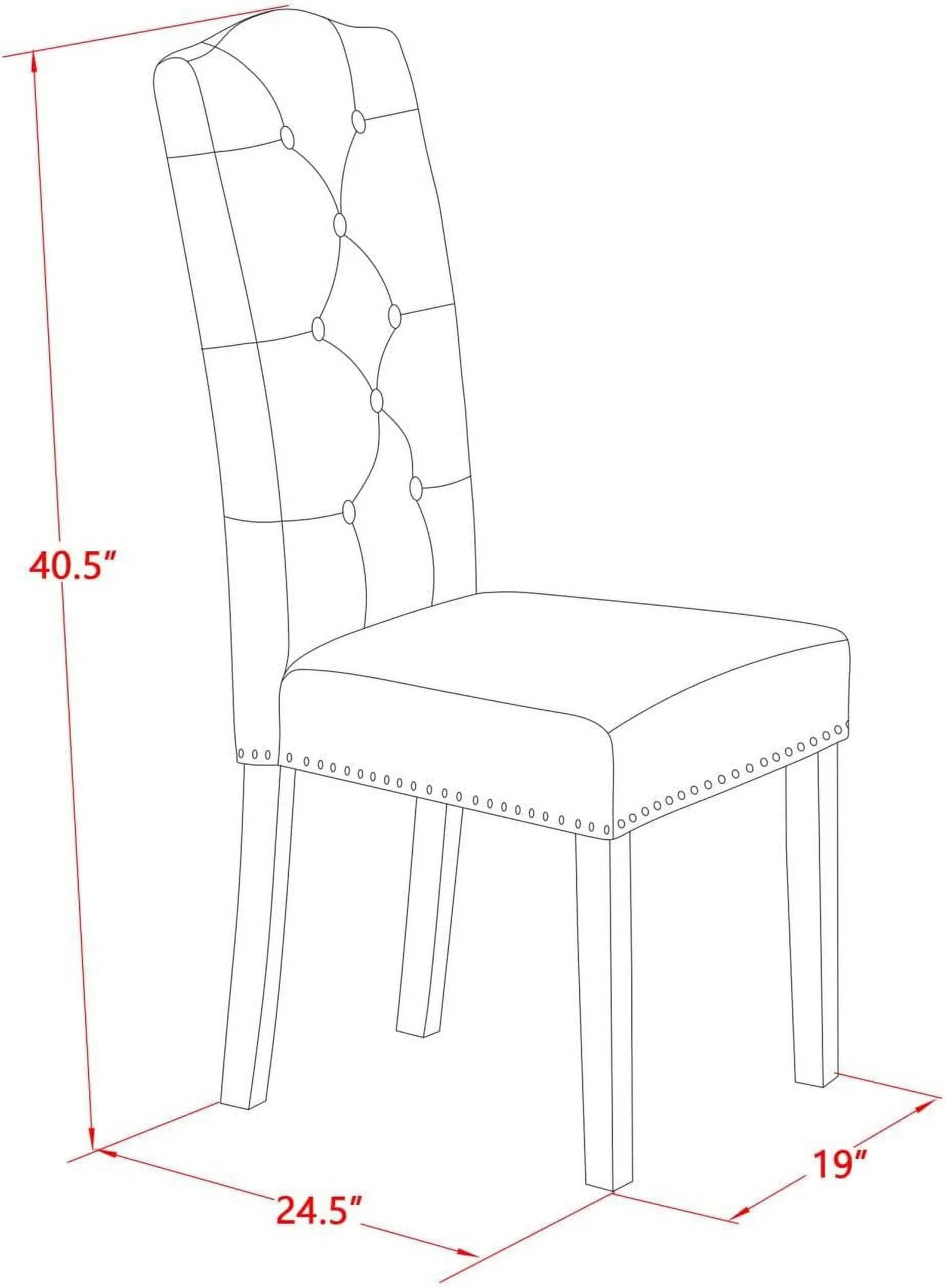 ELP8T05 Elsa Parson Dining Chairs - Button Tufted Nailhead Trim Grey Linen Fabric Upholstered Chairs, Set Of 2, Walnut