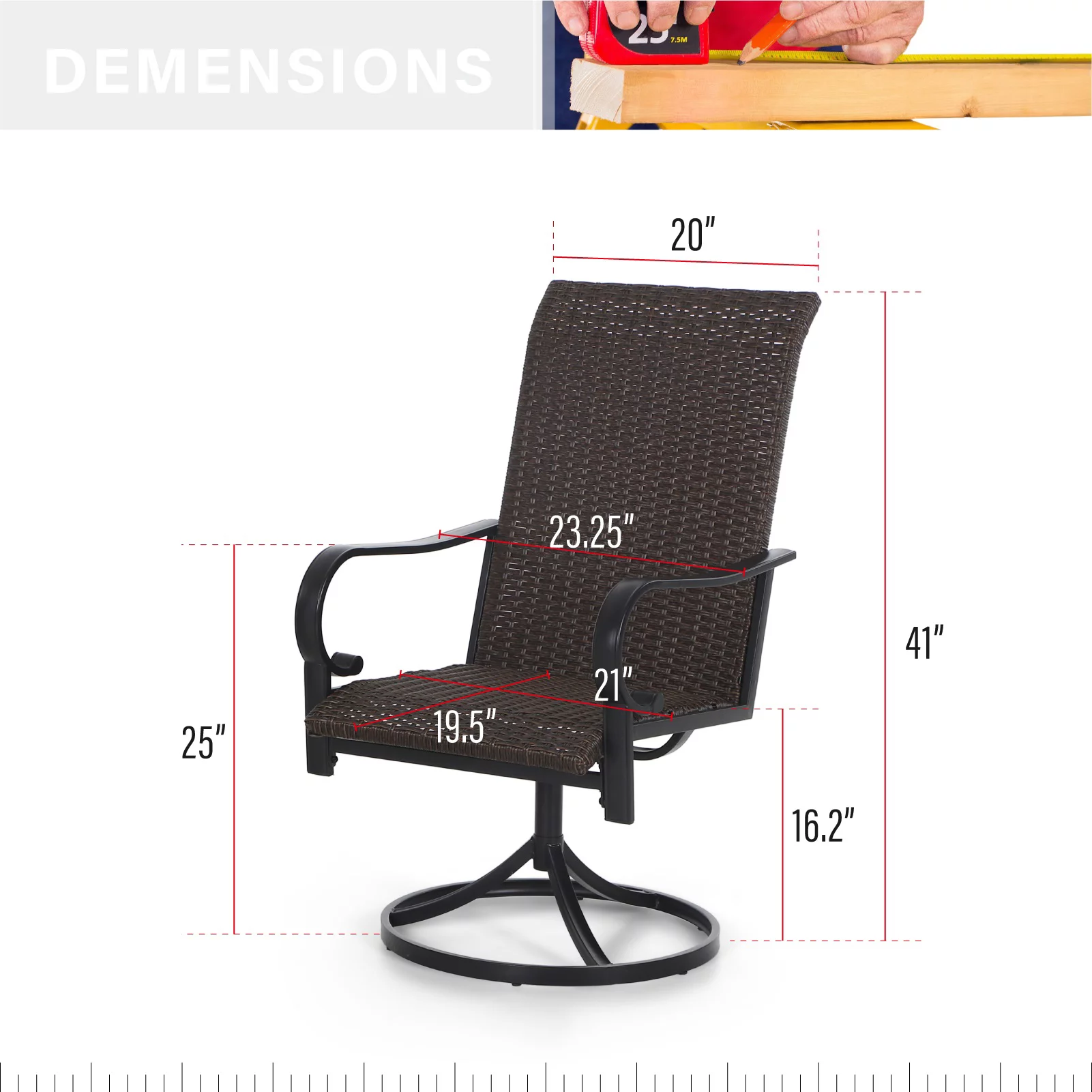 MF Studio 2PCS Patio Dining Chairs Rattan Dining Chair Suitable for 2 People