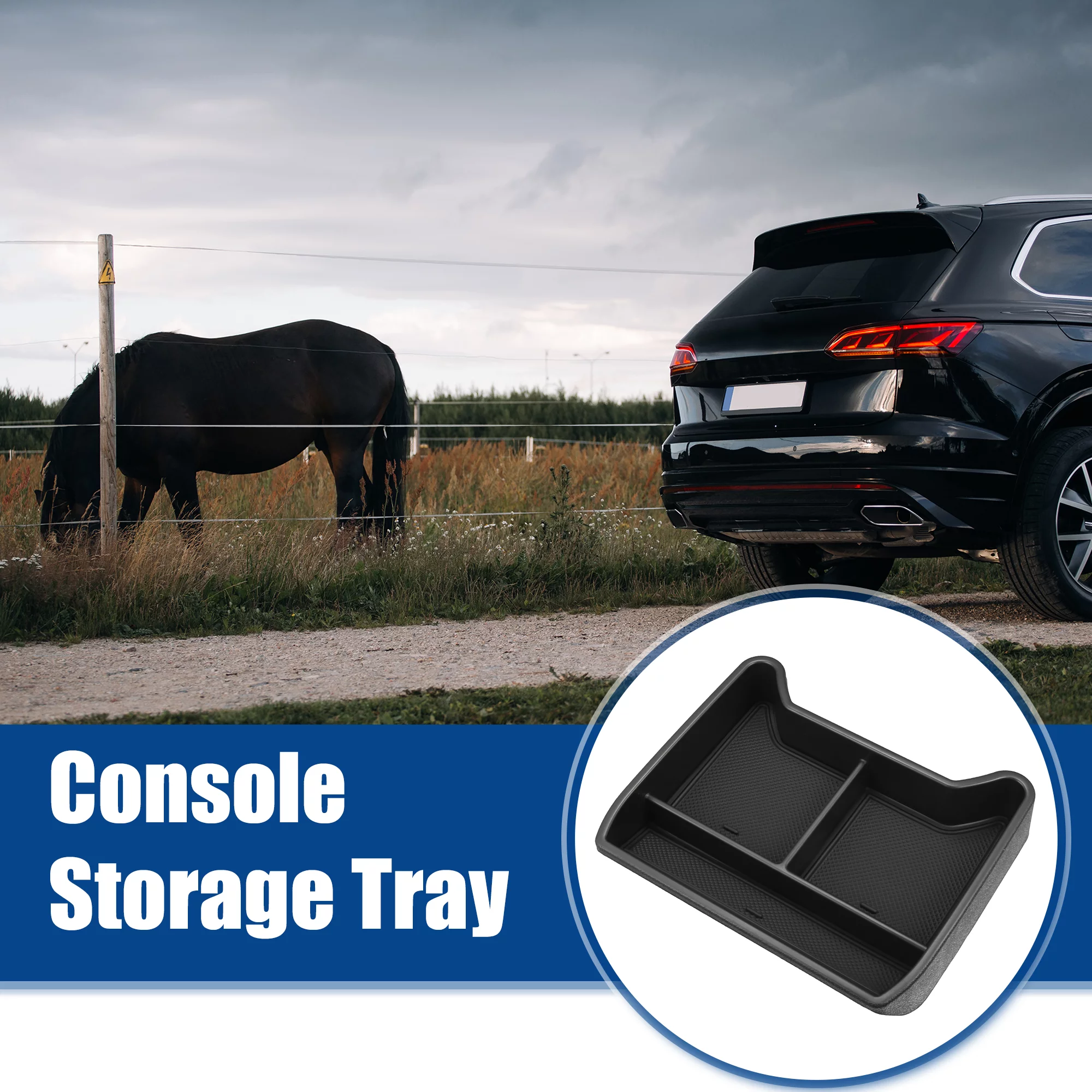 Front Center Console Organizer Tray Fit for VW ID.4 2021 - 2023 ABS Rubber Black