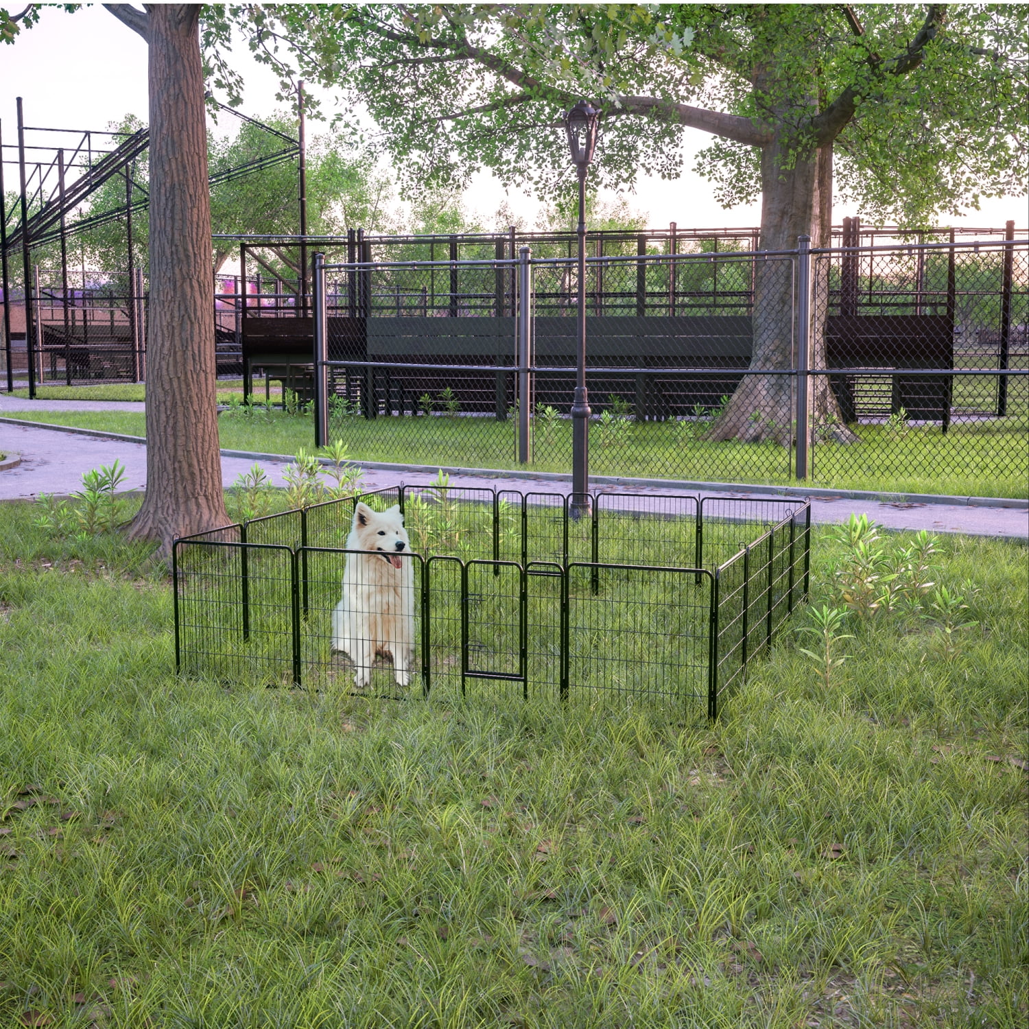 JHOOTUUO Heavy Duty Dog Pens Outdoor Dog Fence Dog Playpen for Large Dogs  40”Dog Kennel Outdoor Pet Playpen with Doors 8 Panels Metal Exercise Pens Puppy Playpen Temporary Camping Fence