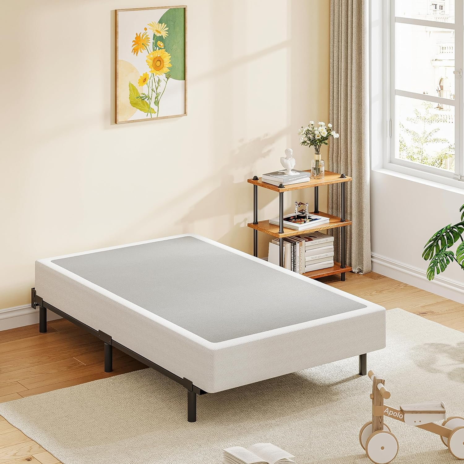 YILAN Twin-Box-Spring, 9 Inch Metal Twin Box Spring Only, Mattress Foundation Box Spring Twin with Fabric Cover, Easy Assembly, Noise Free, Non Slip