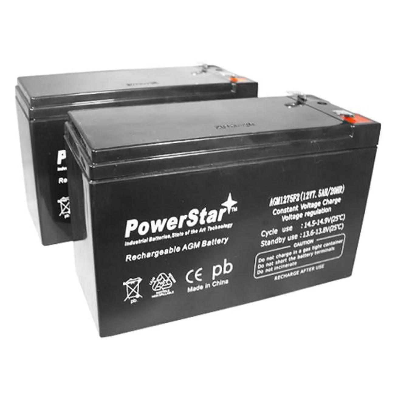 PowerStar AGM1275-2Pack03 12V 7.5 to 9Ah SLA Battery for Electric Scooters & Toy Car