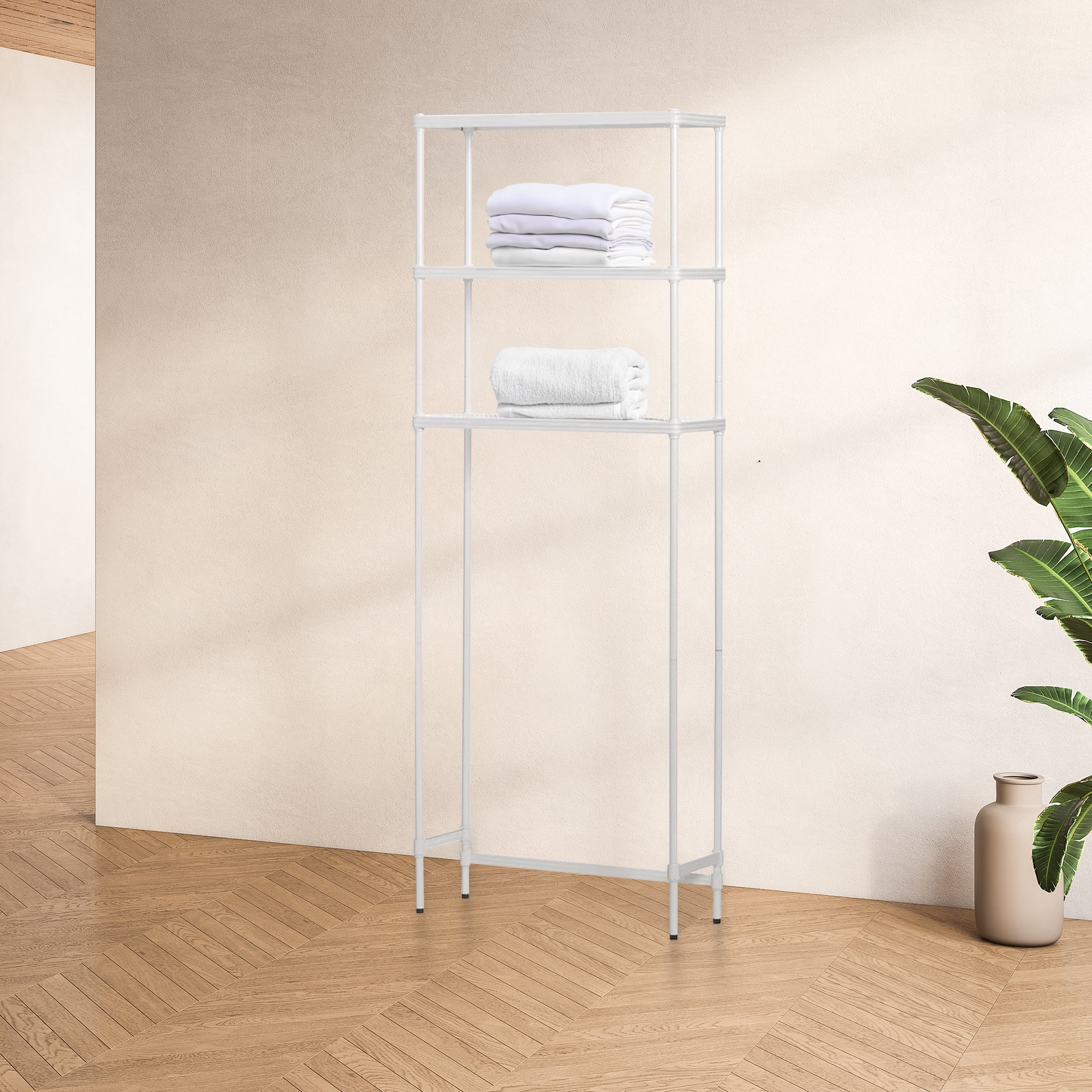 Design Ideas MeshWorks 3 Tier Metal Bathroom Storage Shelving Unit, White