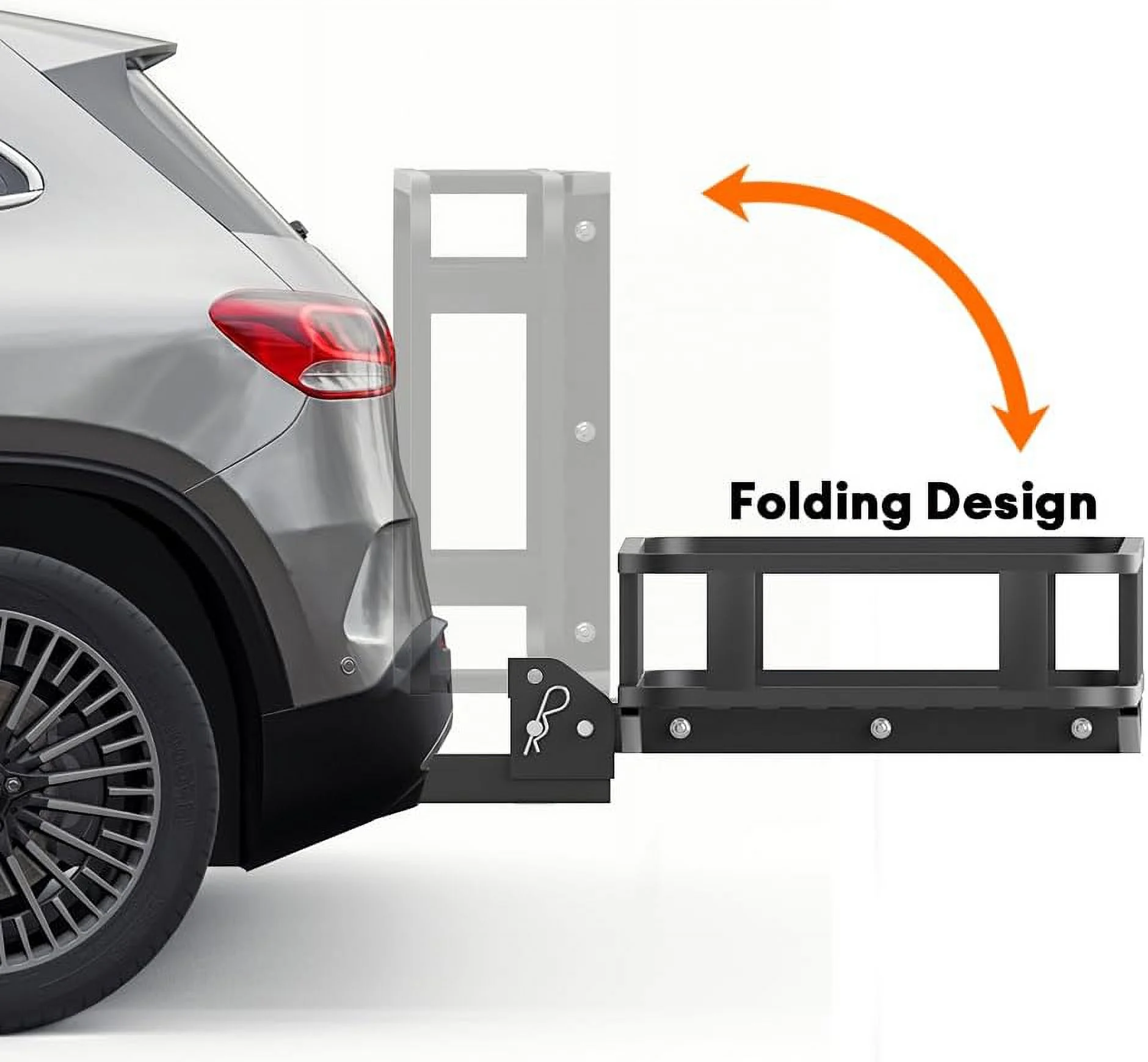 YANPO Hitch Mount Cargo Carrier, 60x20x6 Folding Hitch Rack, 500 Lbs Steel Trailer Hitch Cargo Carrier, Tow Hitch Cargo Basket with Waterproof Bag, Hitch Stabilizer, Ratchet Straps, Net