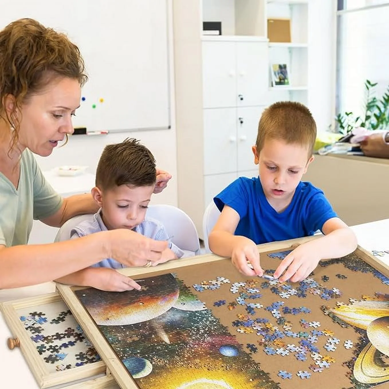 Nattork 1500 Piece Wooden Jigsaw Puzzle Board - 6 Drawers, Rotating Puzzle Table, Jigsaw Puzzle Table with Cover - Portable Puzzle Tables for Adults and Kids