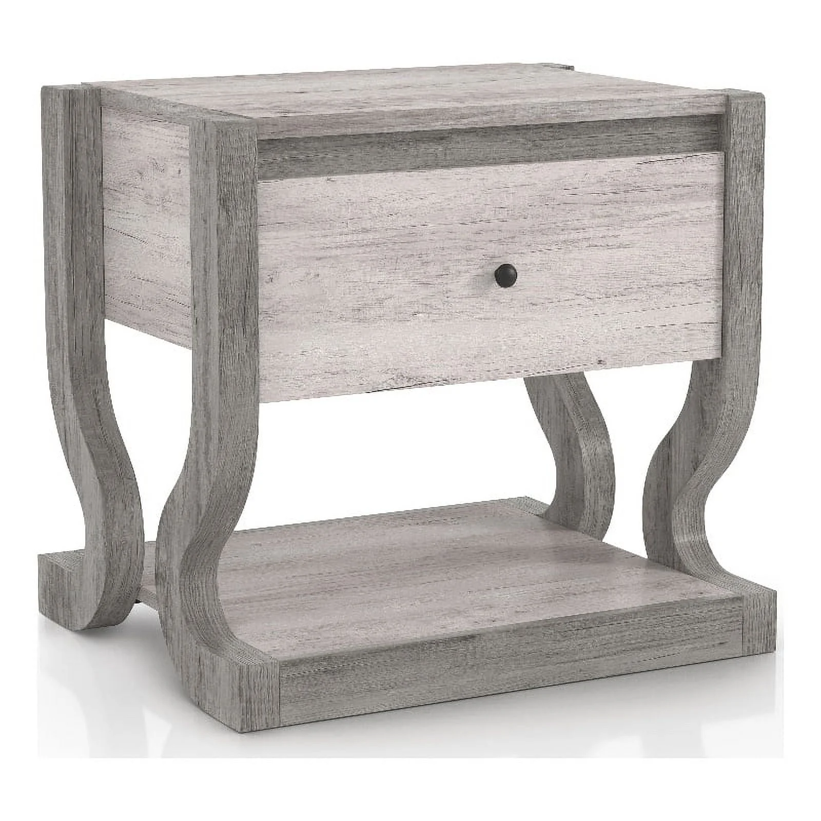 Bowery Hill Modern Wood 1-Drawer End Table with Shelf in White