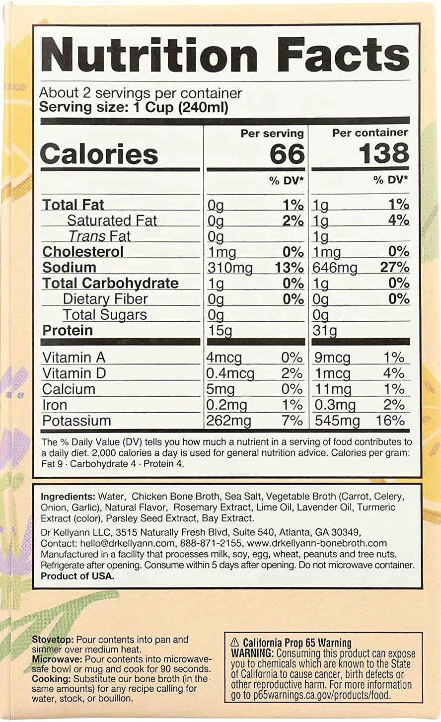 Dr. Kellyann Lemon Lavender Bone Broth - 16.9 oz