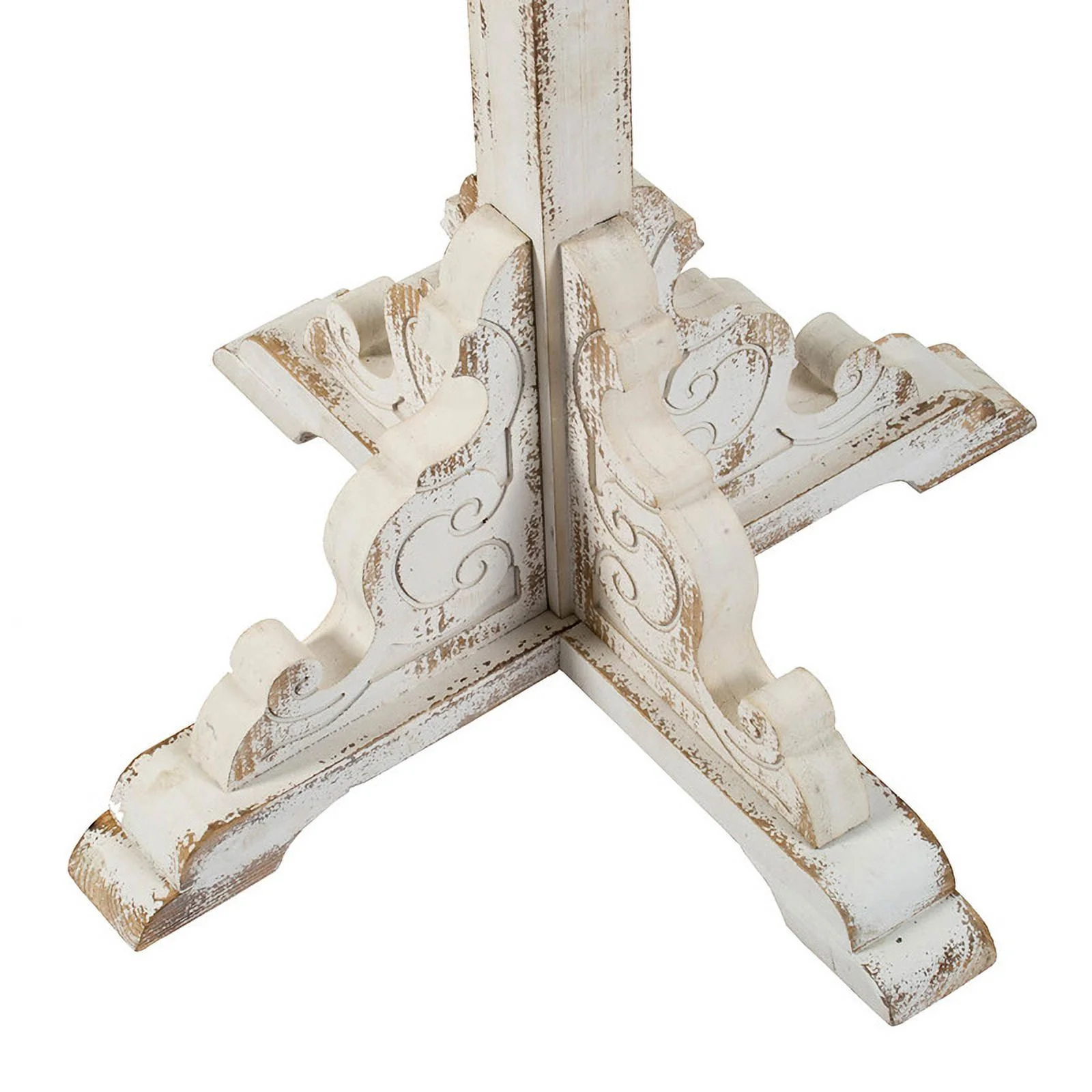 Distressed White Carved Table - Elevate Living Room