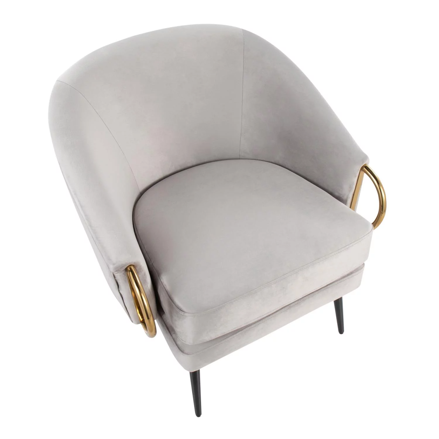 LumiSource Claire Velvet/Steel Accent Chair, Silver/Black/Gold