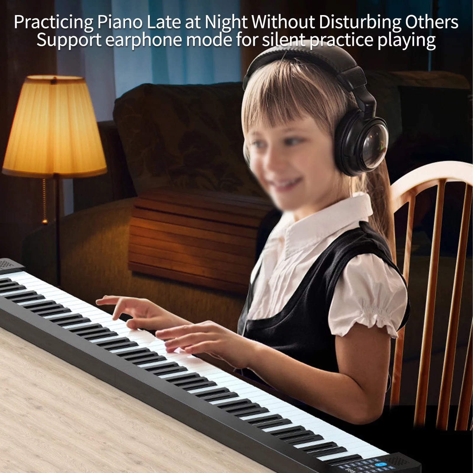 ametoys Folding Digital Piano, 61-Key Sensitive Keyboard with LCD Display and BT Connectivity