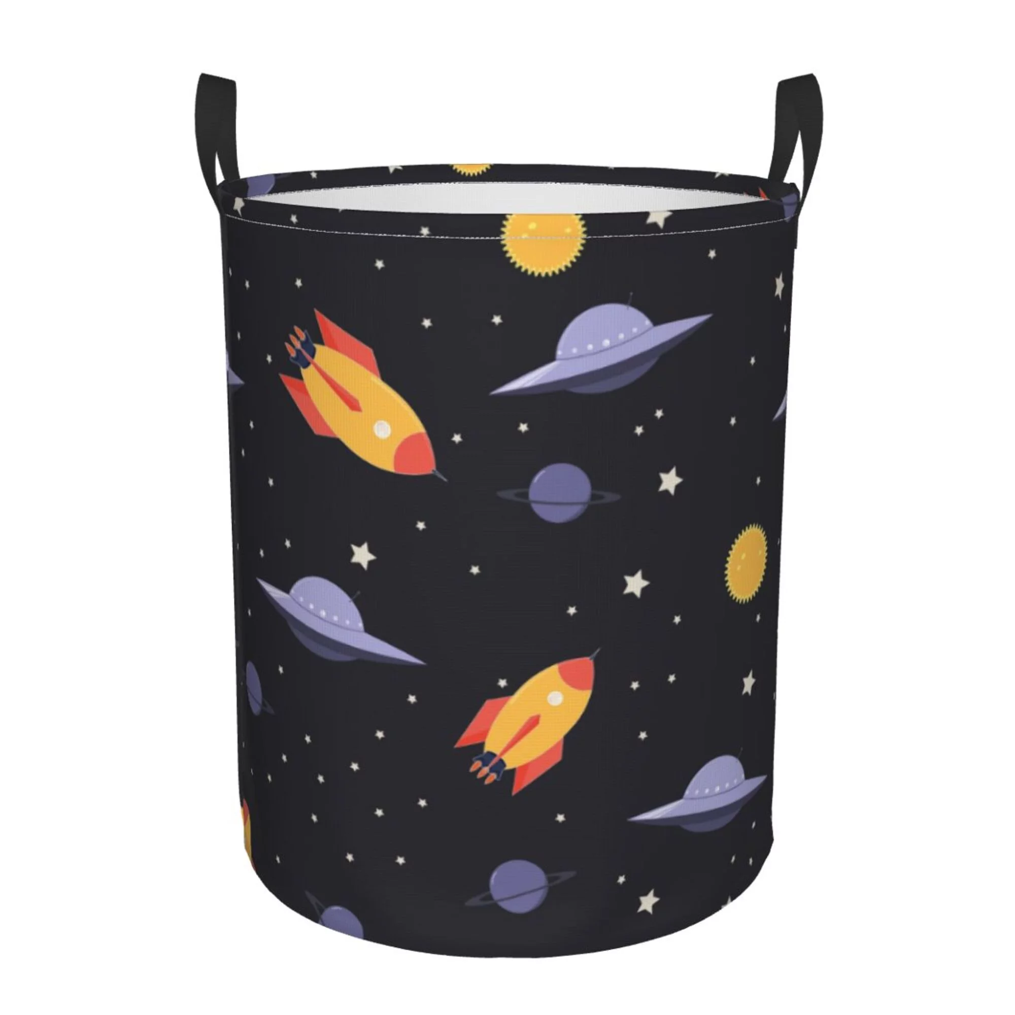 ZICANCN Outer Space Ship Laundry Basket Organizer , Dirty Clothes Hamper for Bathroom Kids Girls Boys Laundry Hamper Medium
