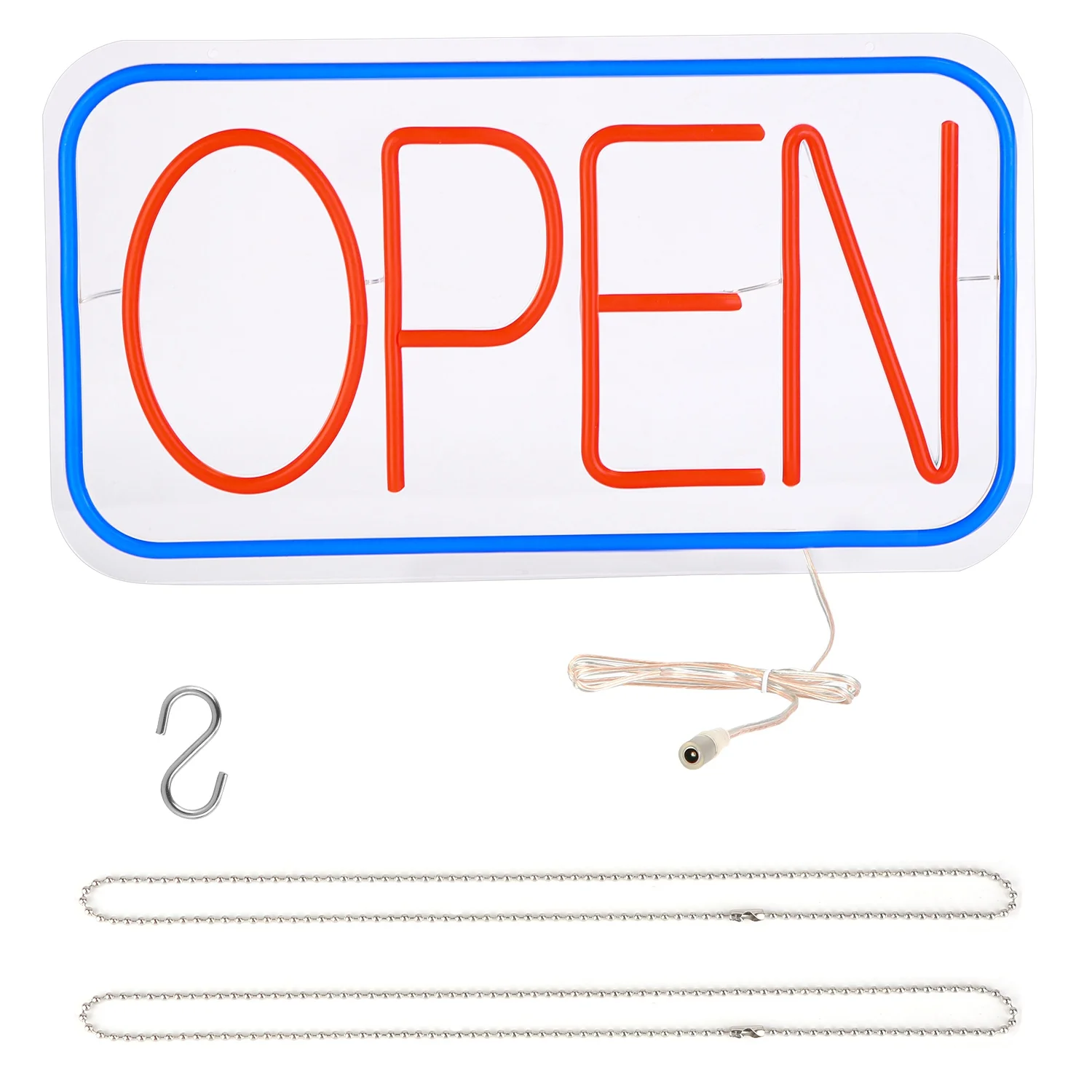 iMounTEK 1.56lbs LED Open Sign 16.5x9.1in Business Neon Open Sign Advertisement Board with 11 Levels Adjustable Brightness, Red Blue