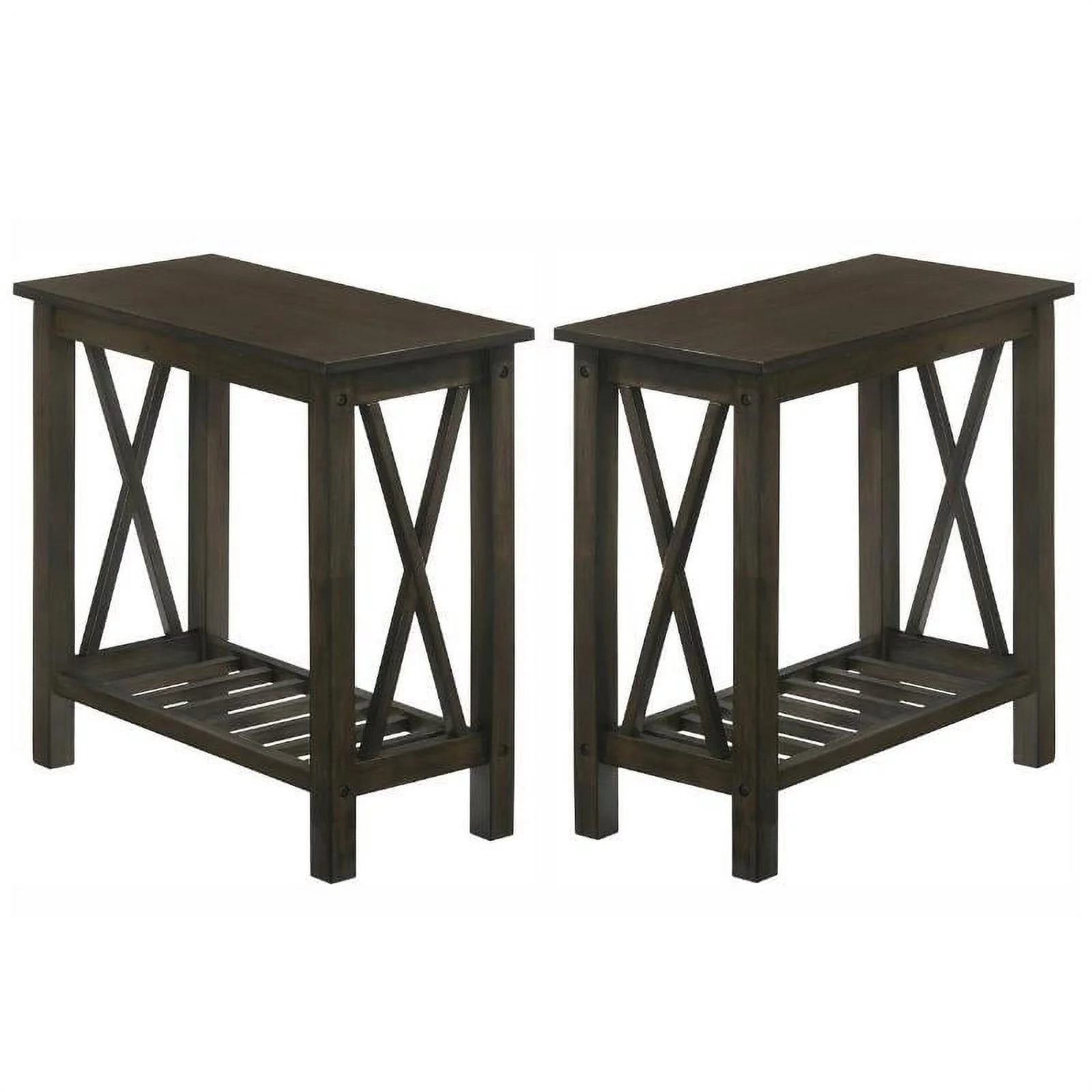 Home Square Quint Contemporary Wood Side Table in Dark Gray - Set of 2