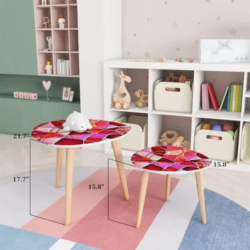 TQJKLFDY Small Coffee Nesting  Abstract Stained Glass Mosaic Triangle End  Center   Modern   Room Bedroom Balcony