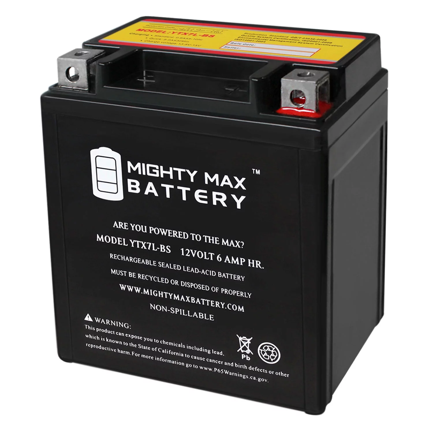 YTX7L-BS 12V 6Ah Battery Replaces Yamaha Scooter Zuma 125 09-10