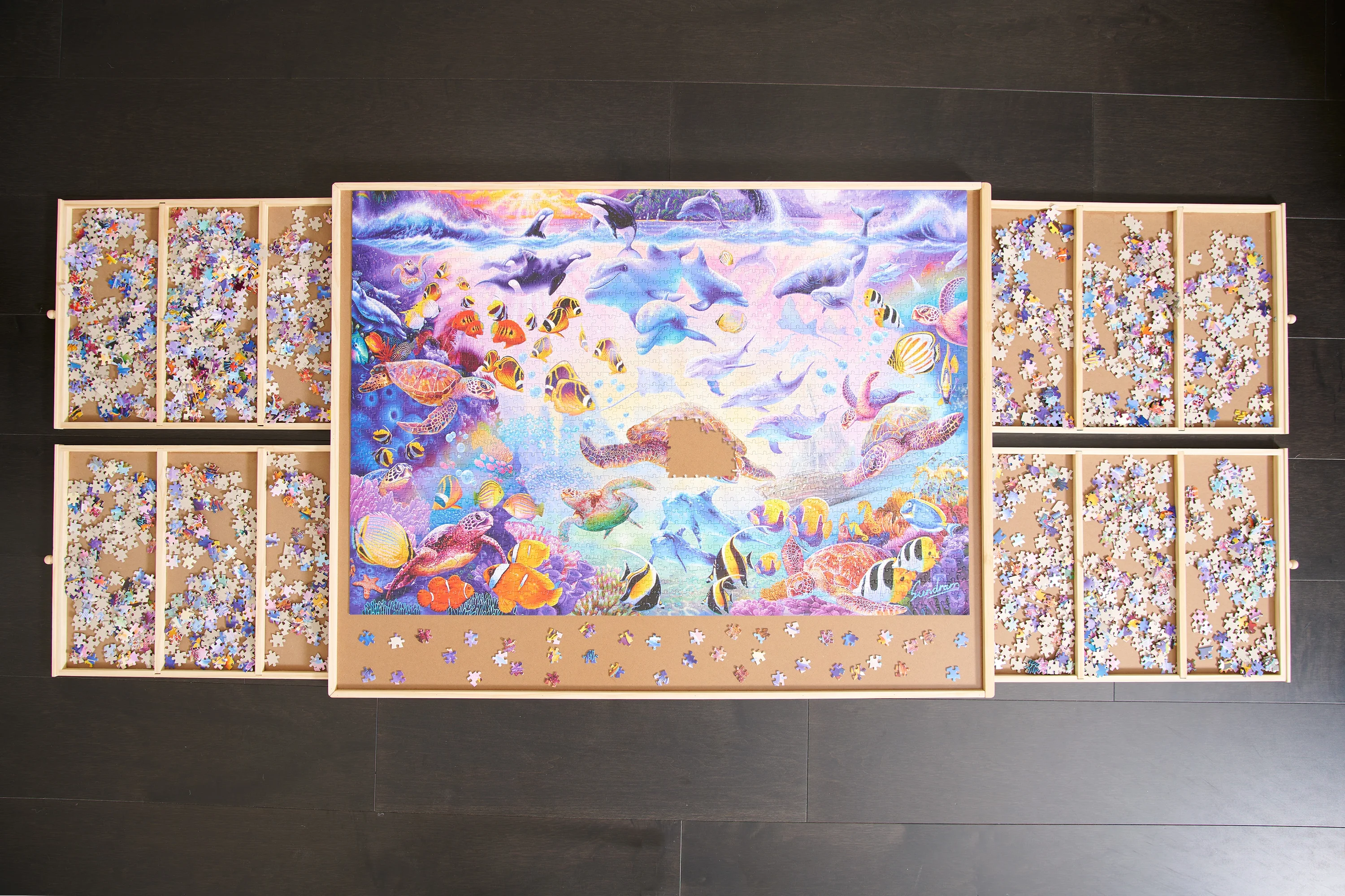 Buffalo Games - Wood Puzzle Table - Jumbo Size Fits Up to 2000pc Jigsaw Puzzles