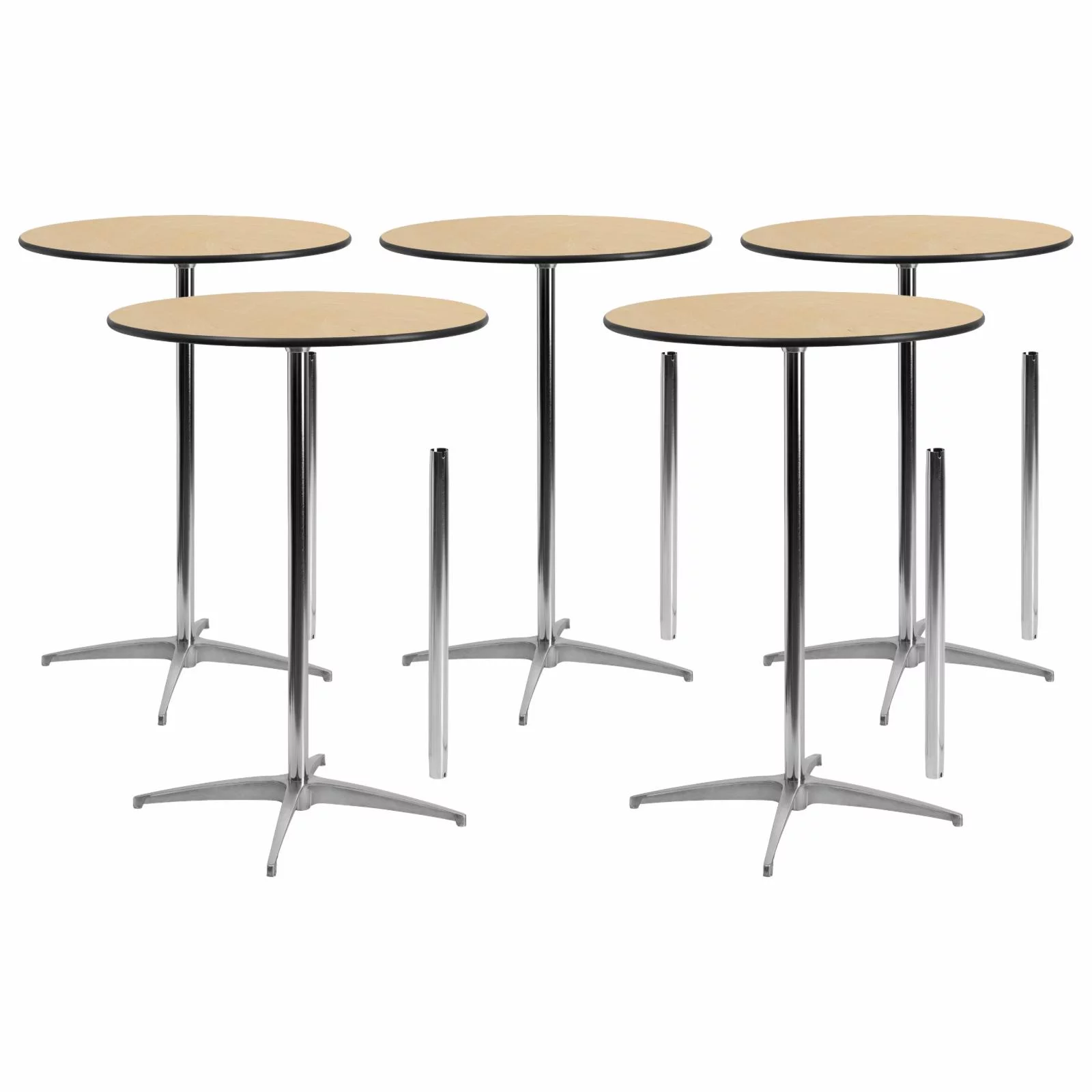 Flash Furniture Lars 30 in. Round Adjustable Height Wood and Metal Cocktail Table