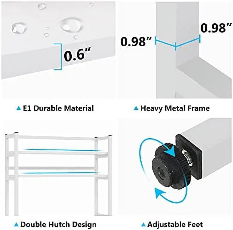 ZWNLKQG Kitchen Bakers Rack with  and Hutch  5-Tier Kitchen Microwave Cart Stand Rack  Free Standing Industrial Kitchen Utility   (White)