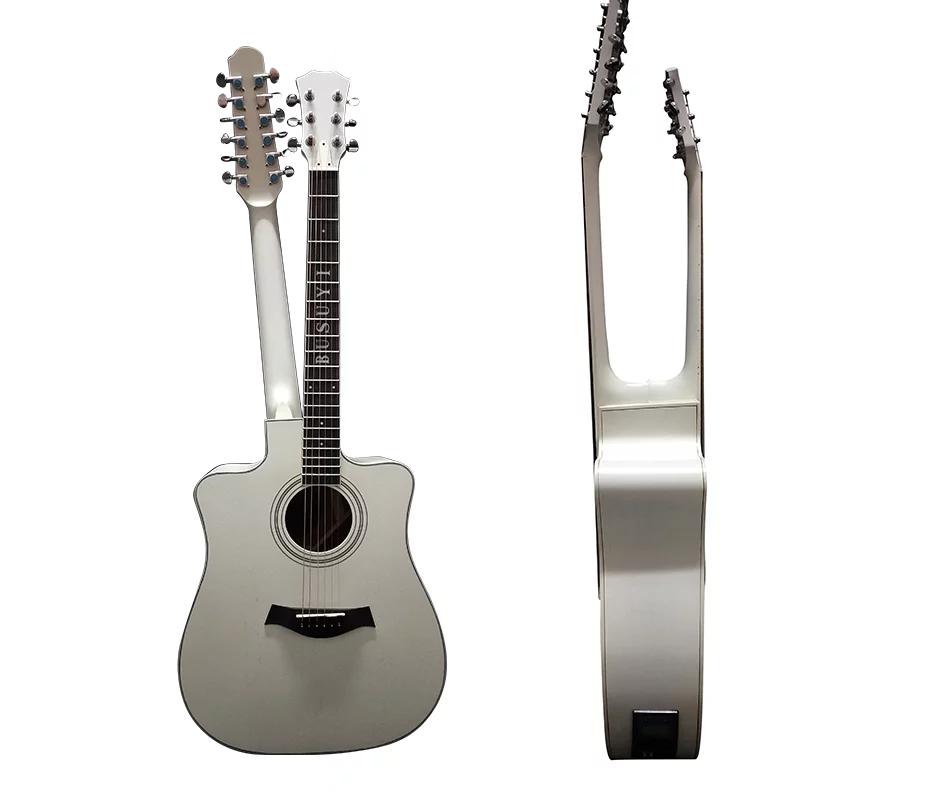 12/6 Strings Acoustic/Electric Double Neck,  Busuyi Guitar, Travel Acoustic Guitar with Classical Metal Heel 41inch Cutaway Guitar, 39inch Acoustic Guitar, Double Sided Neck Guitar, 2022 NPS +Bag