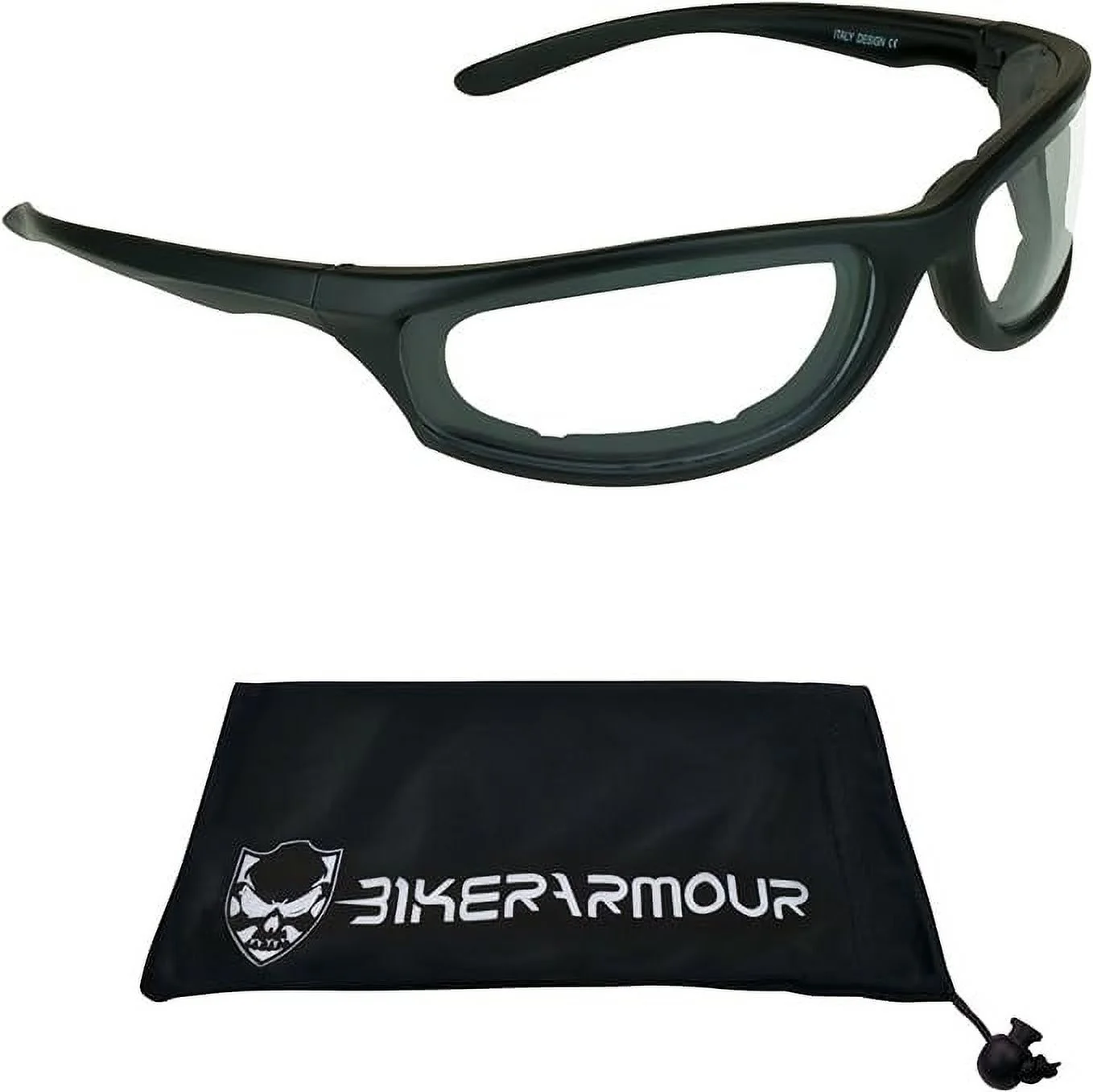 Bikershades Motorcycle Safety Sunglass Foam Padded Men for Women Smoke, Clear, Yellow and Blue Light Blocking Lens