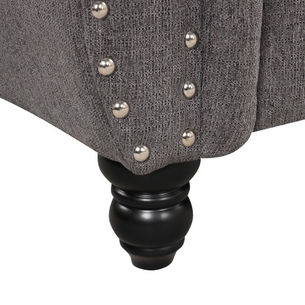 JHOOTUUO 39” modern sofa Dutch plush upholstered sofa  solid wood legs  buttoned tufted backrest  gray