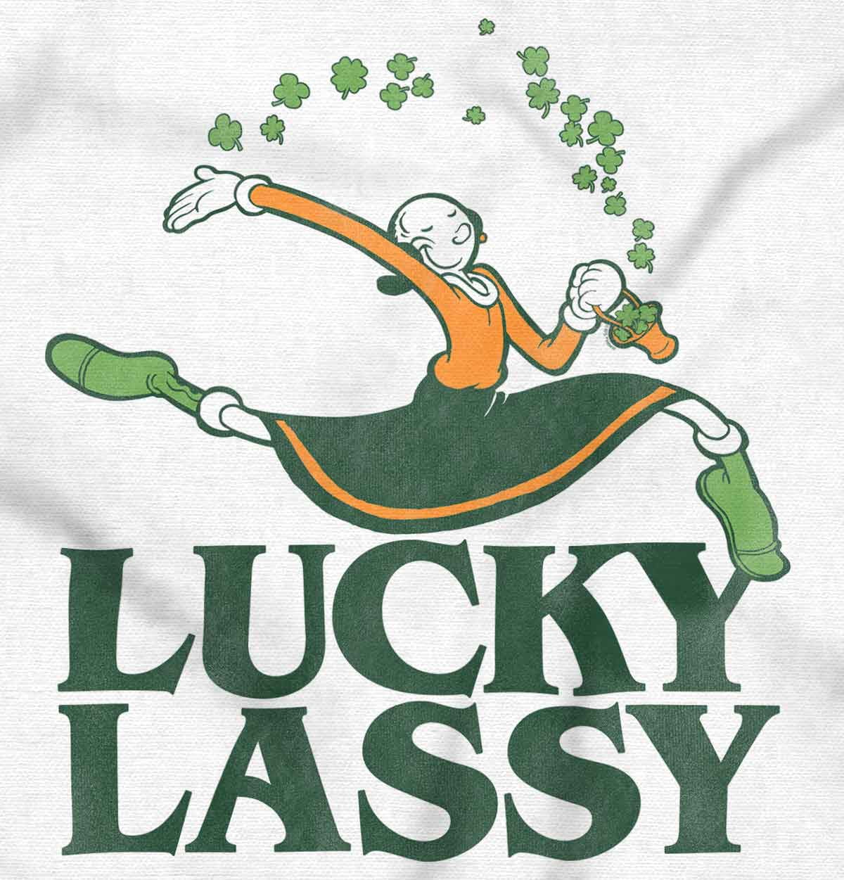 Olive Oyl St Paddys Lucky Lassy Kids Long Sleeve Shirt Girl Teen Brisco Brands XS
