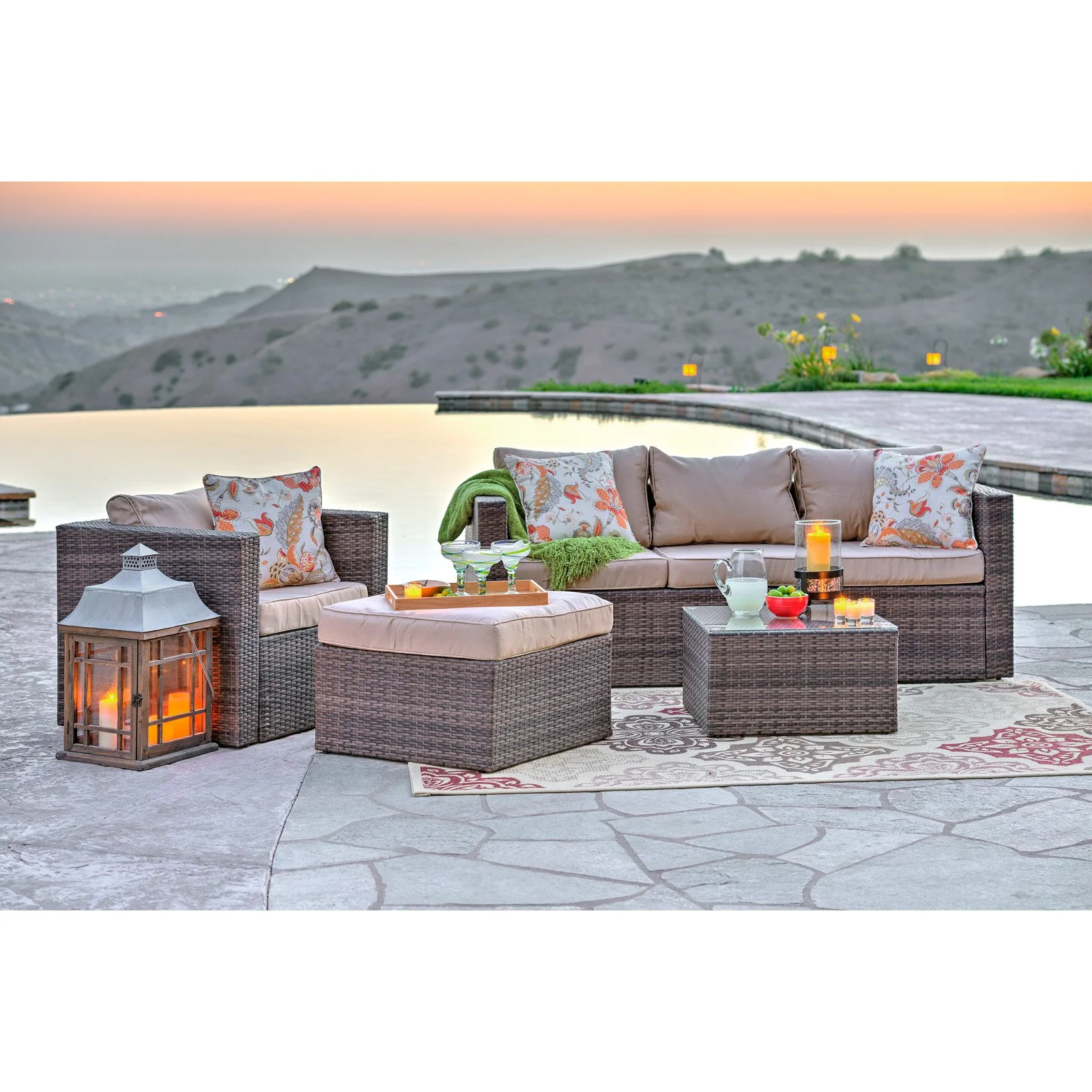 W Unlimited Mia Collection 4 Piece Outdoor Wicker Conversation Set