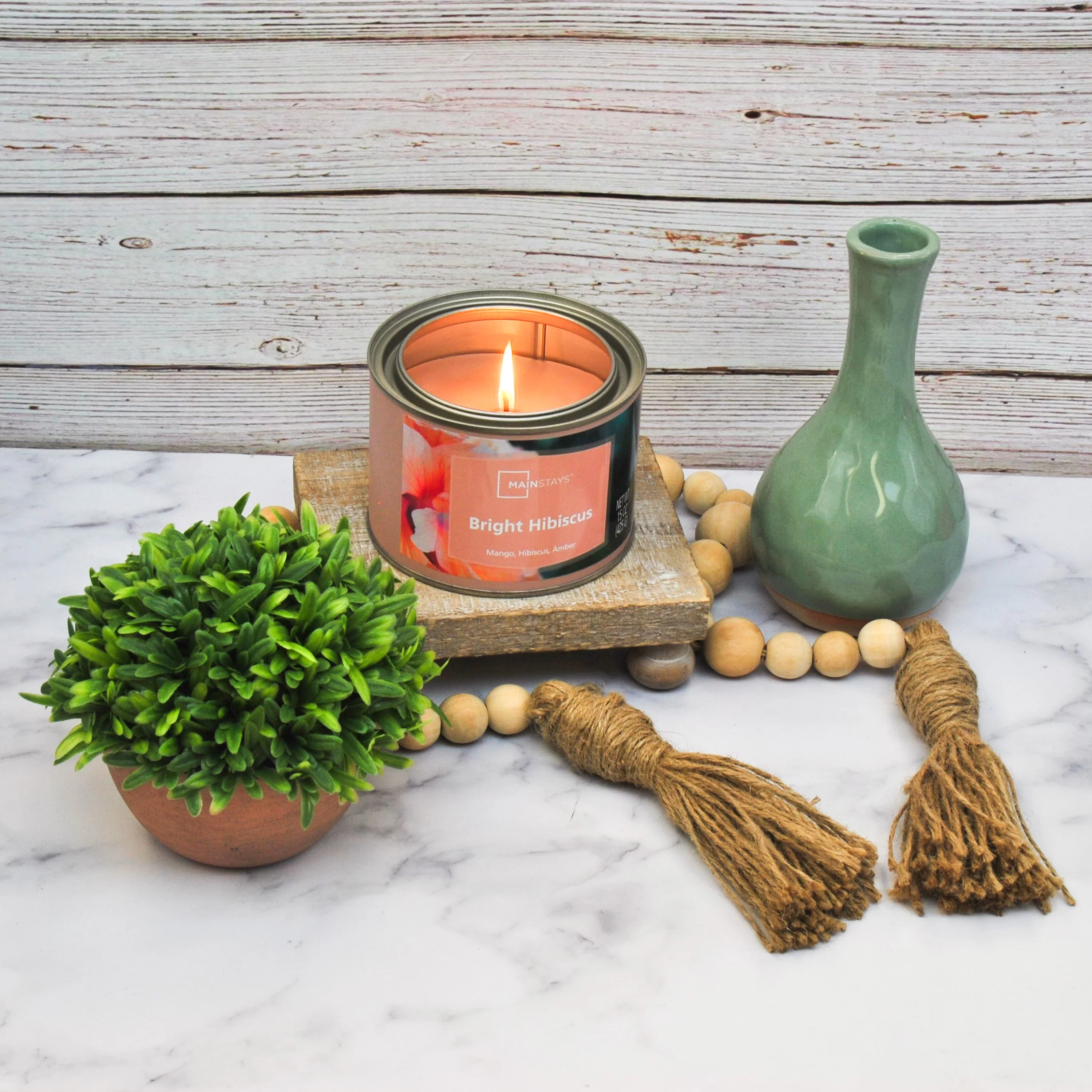 Mainstays 15 Ounce Paint Can Scented Candle Bright Hibiscus