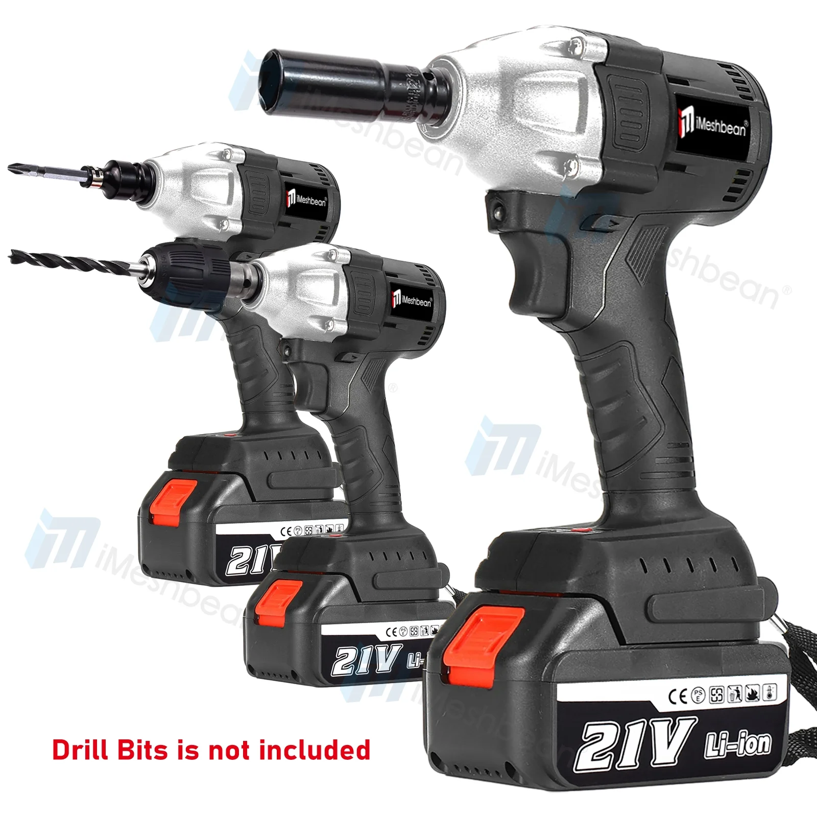 iMeshbean 800N.M 21 V Lithium-Ion Brushless Impact Wrench Kit,Brushless Motor Max Torque,Cordless Electric Impact Wrench with 2X 3.0Ah Li-ion Battery with Fast Charger, Belt Clip and Tool Case