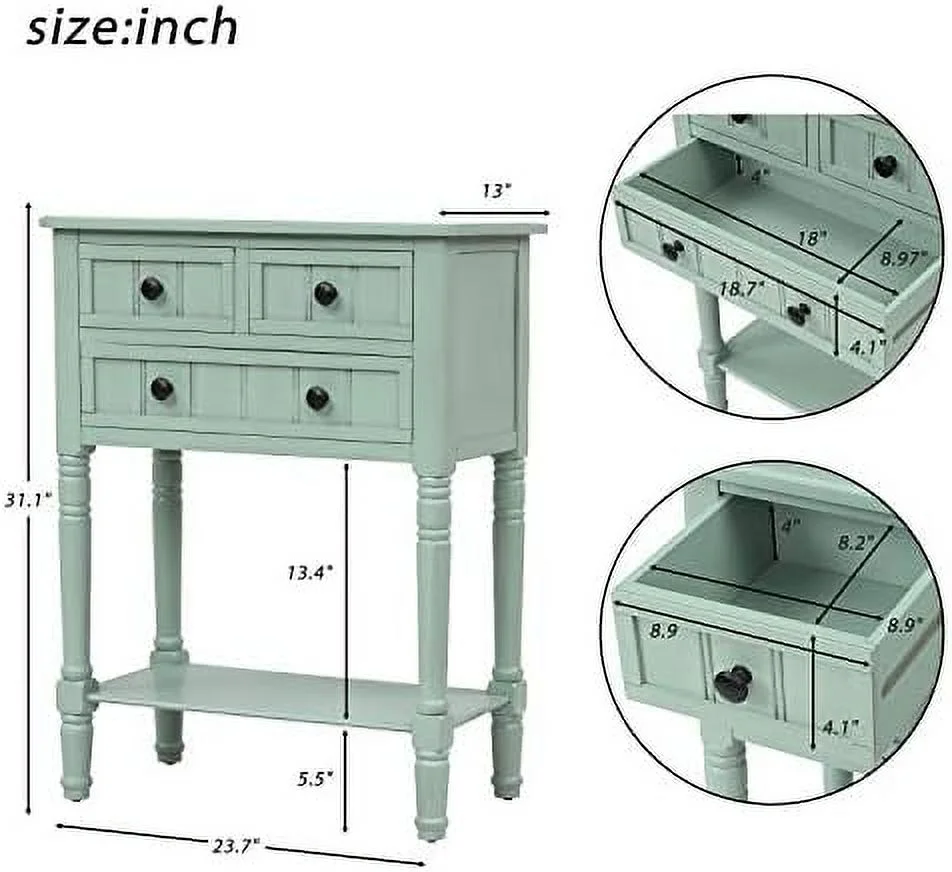 JDZHAPPYLIFE Narrow Console Table Slim Sofa Table with Three  Drawers and Bottom  for Living Room  Easy Assemble Sofa Table with Drawers for Entryway Hallway